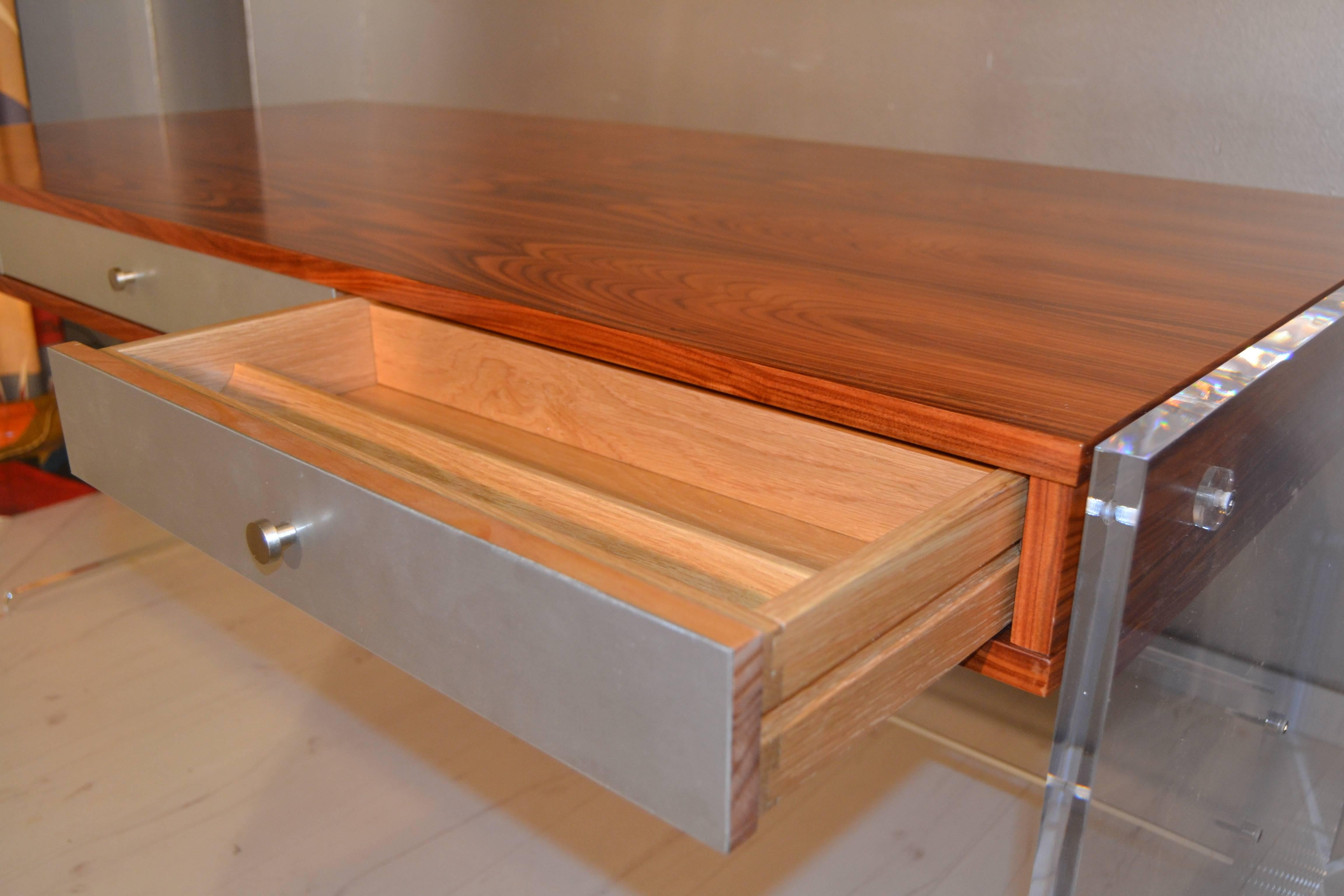 Poul Norreklit Desk in Rosewood and Lucite 1