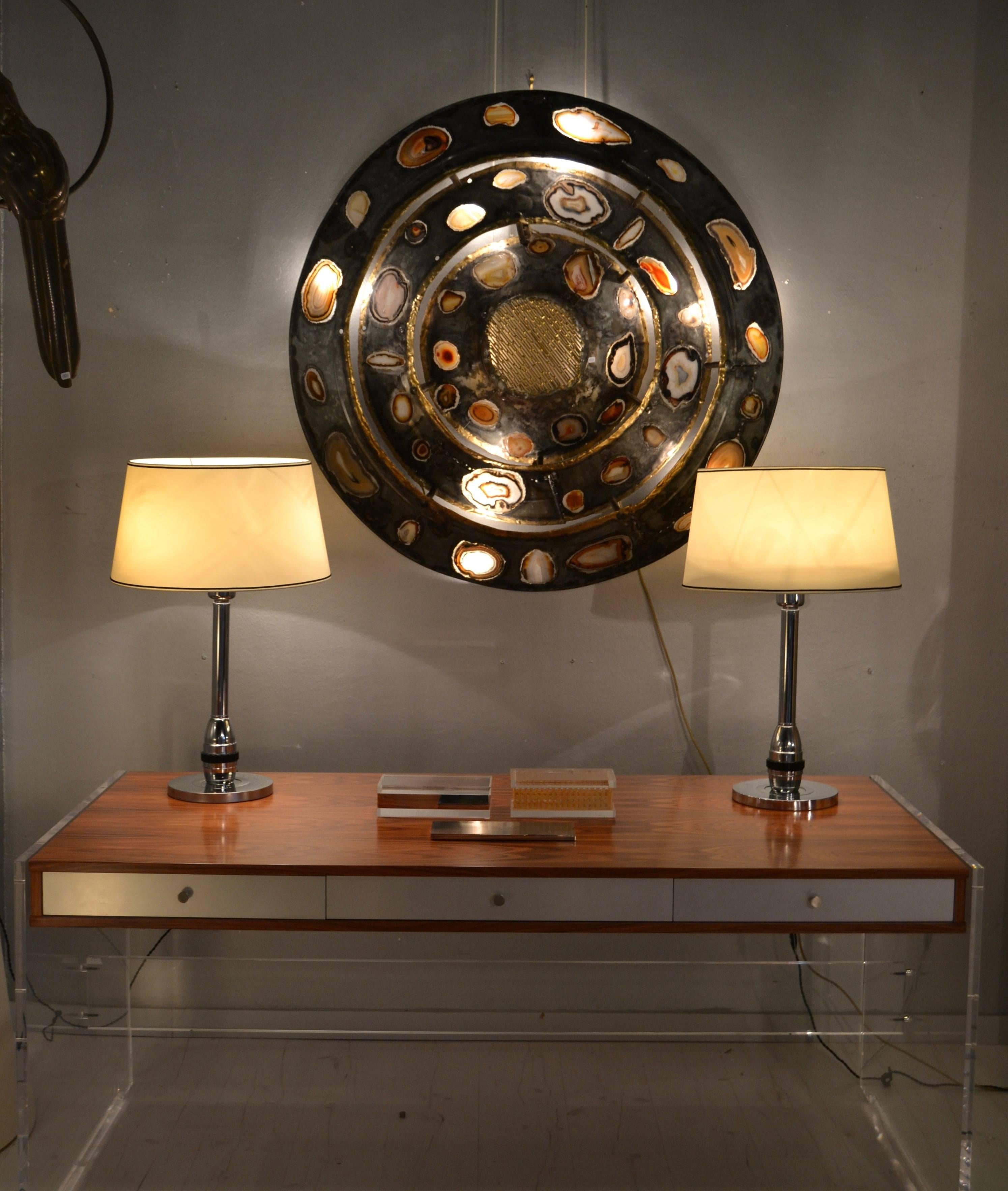 Mid-Century Modern Pair of 1950s Chromed Steel and Bakelite Lamps