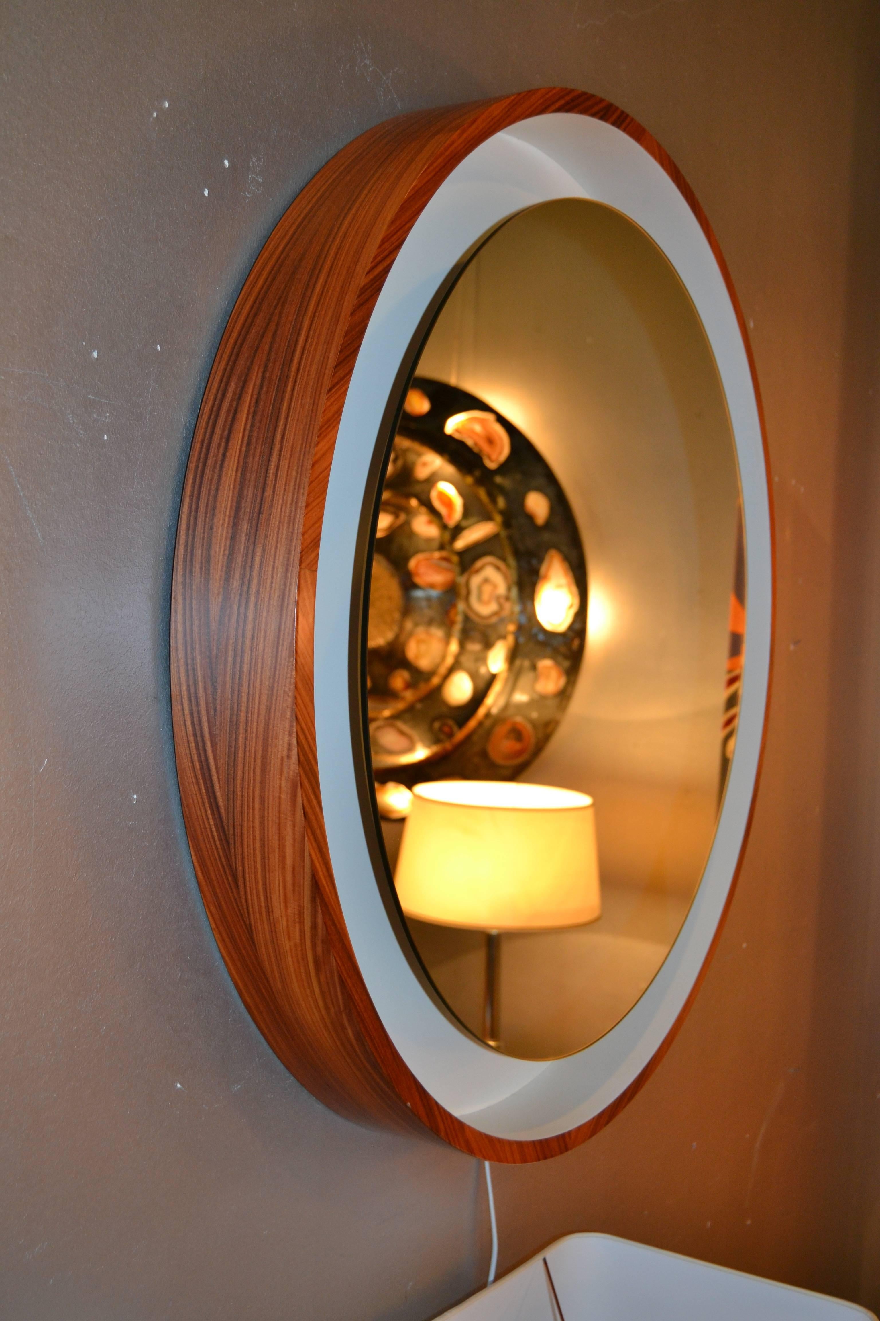 1960s Rosewood Lighted Mirror 1