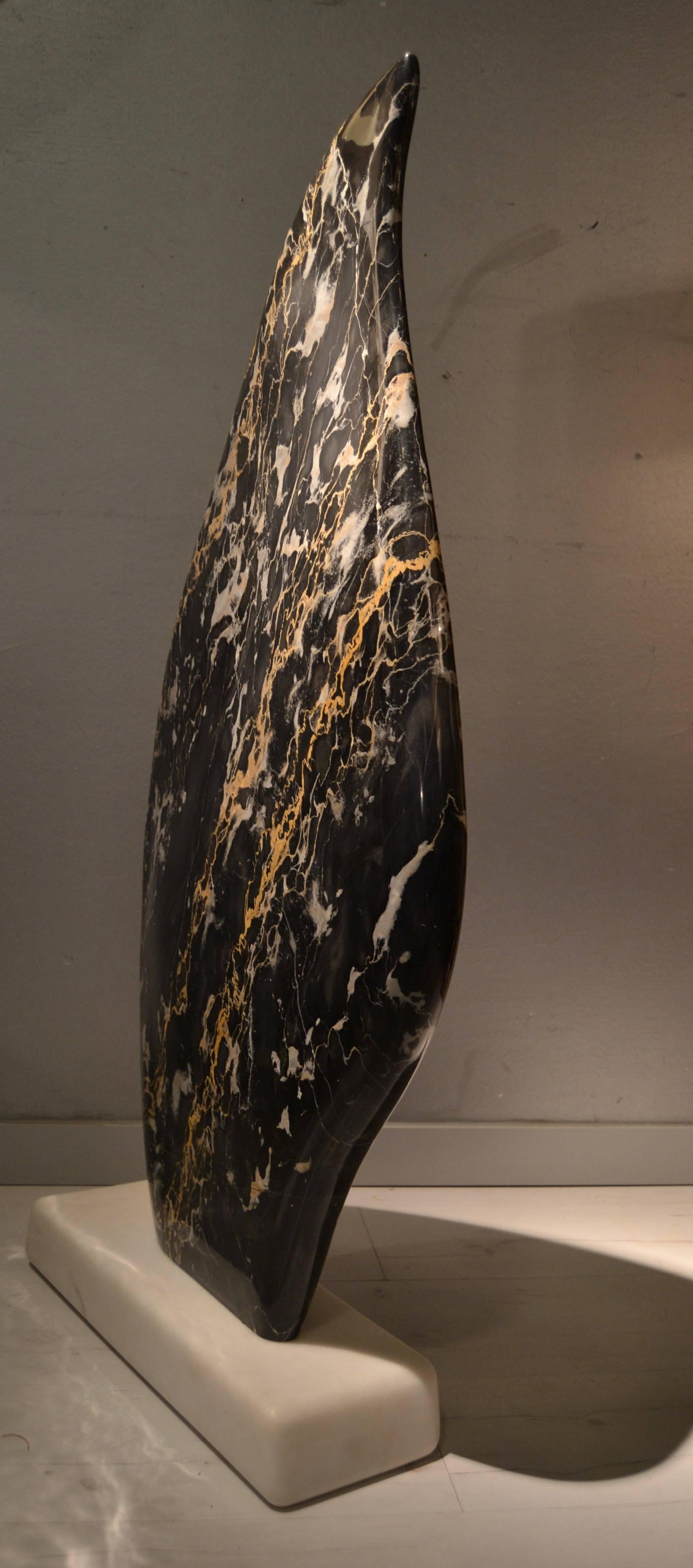 Contemporary Large Portoro Marble Sculpture by JF Bourdier For Sale