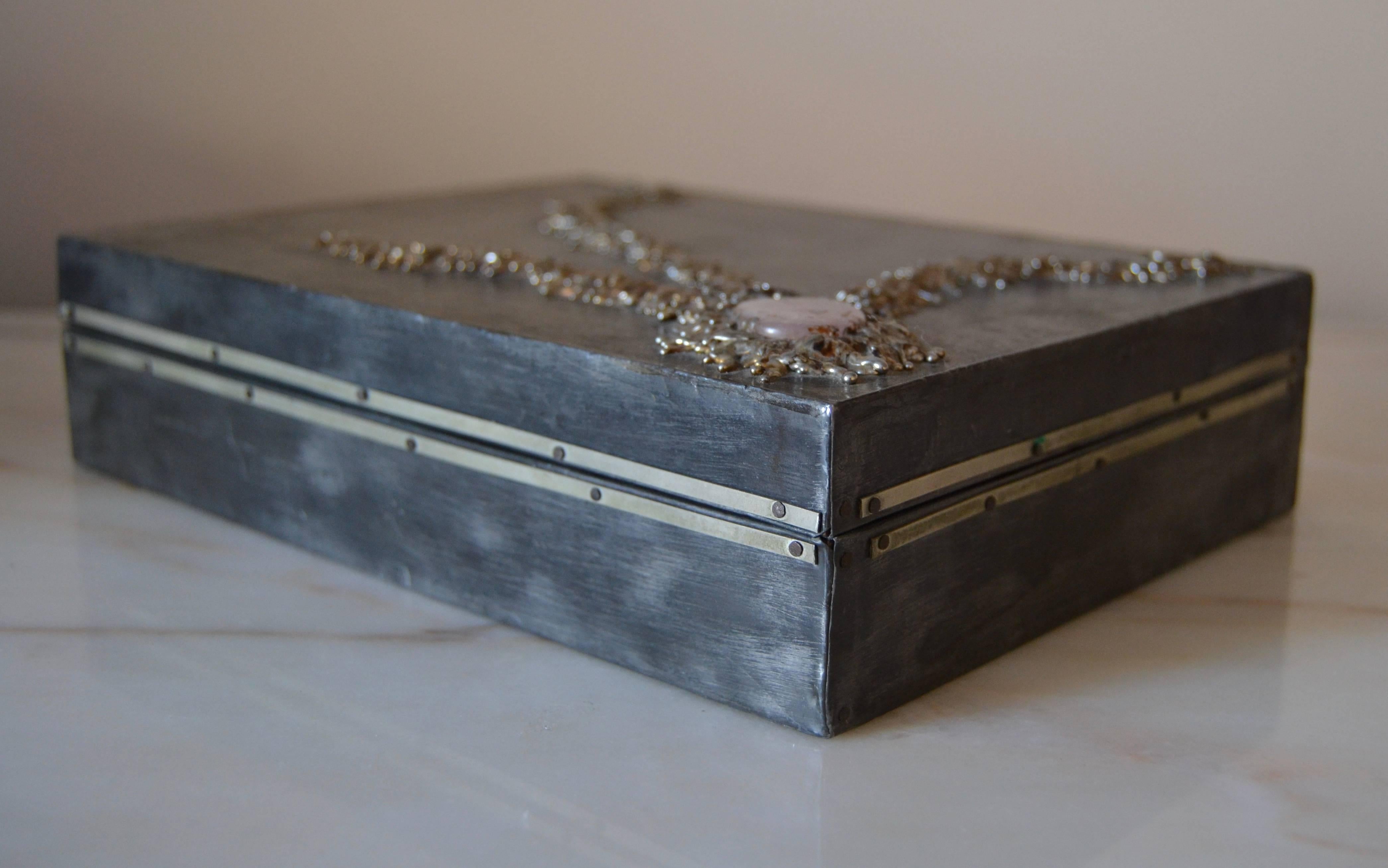 Late 20th Century 1970s Sculptural Metalwork and Quartz Box