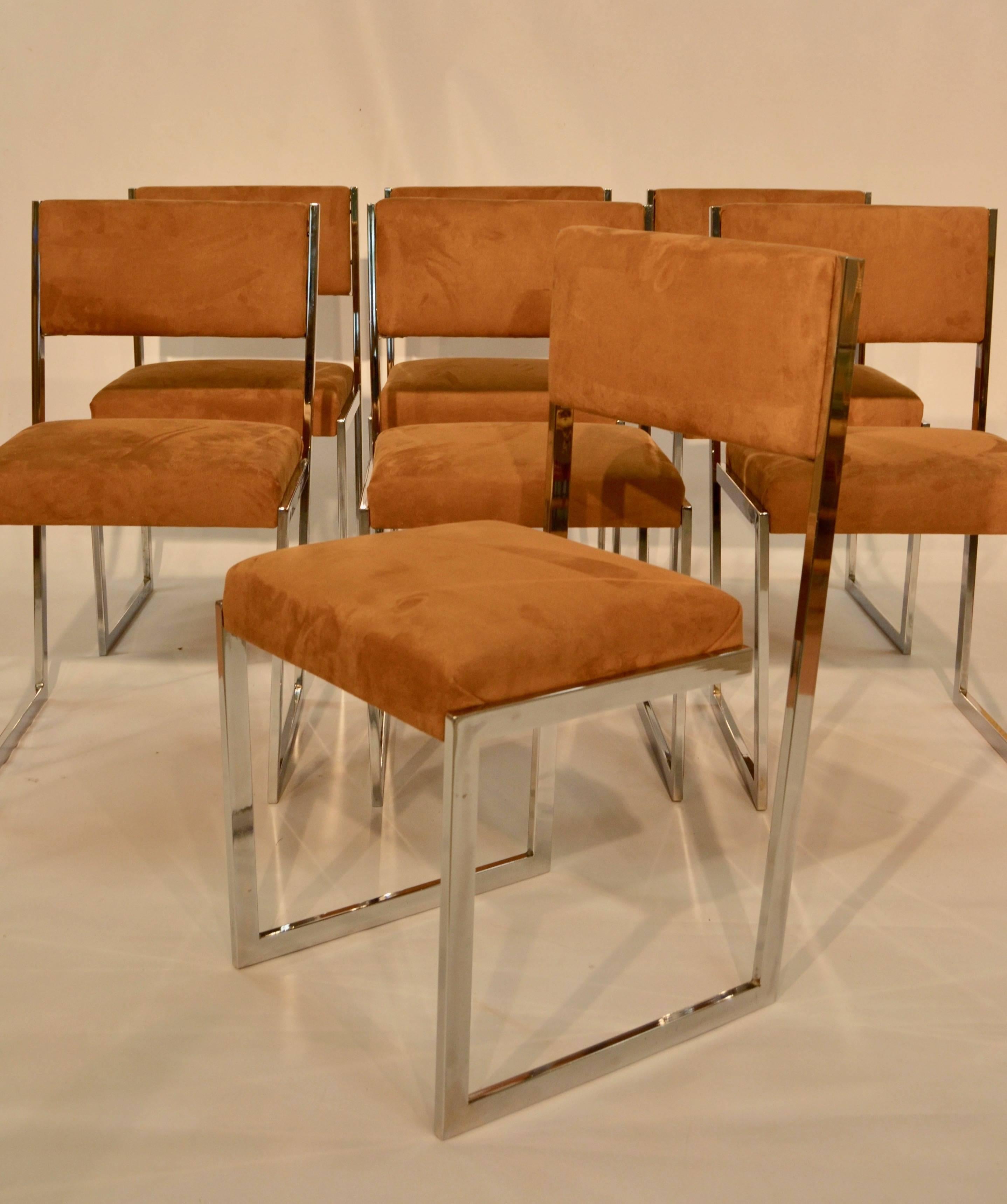 1970s Set of Eight Chromed Steel Chairs 2