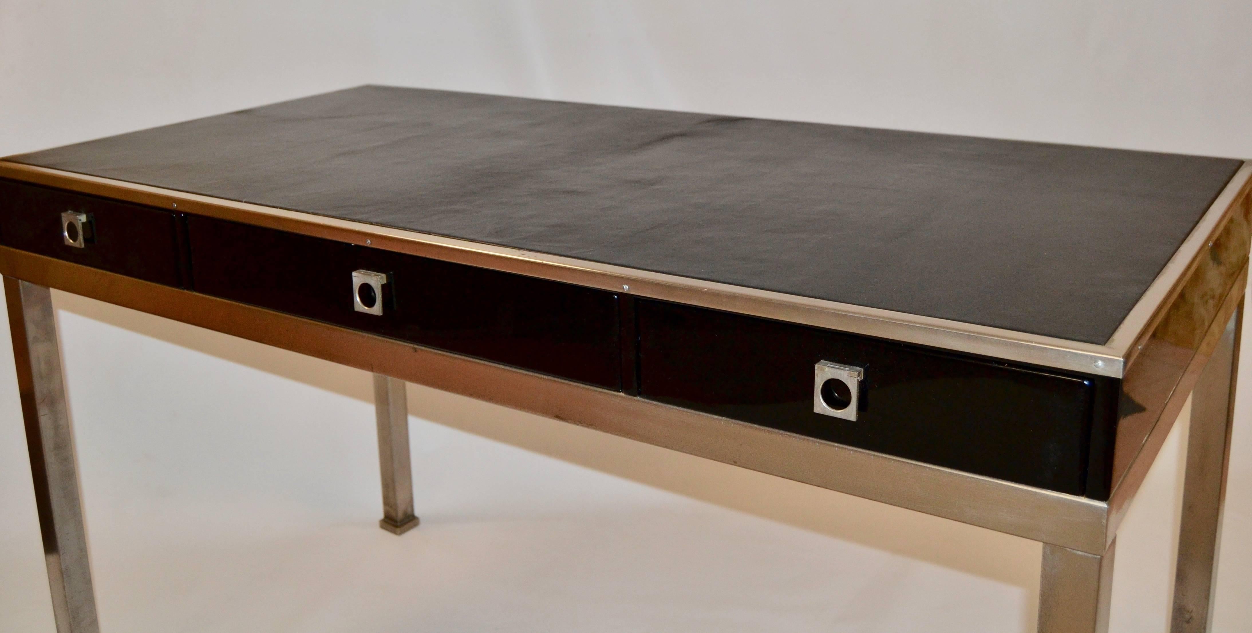 Late 20th Century 1970s Black Lacquered Desk by Maison Jansen