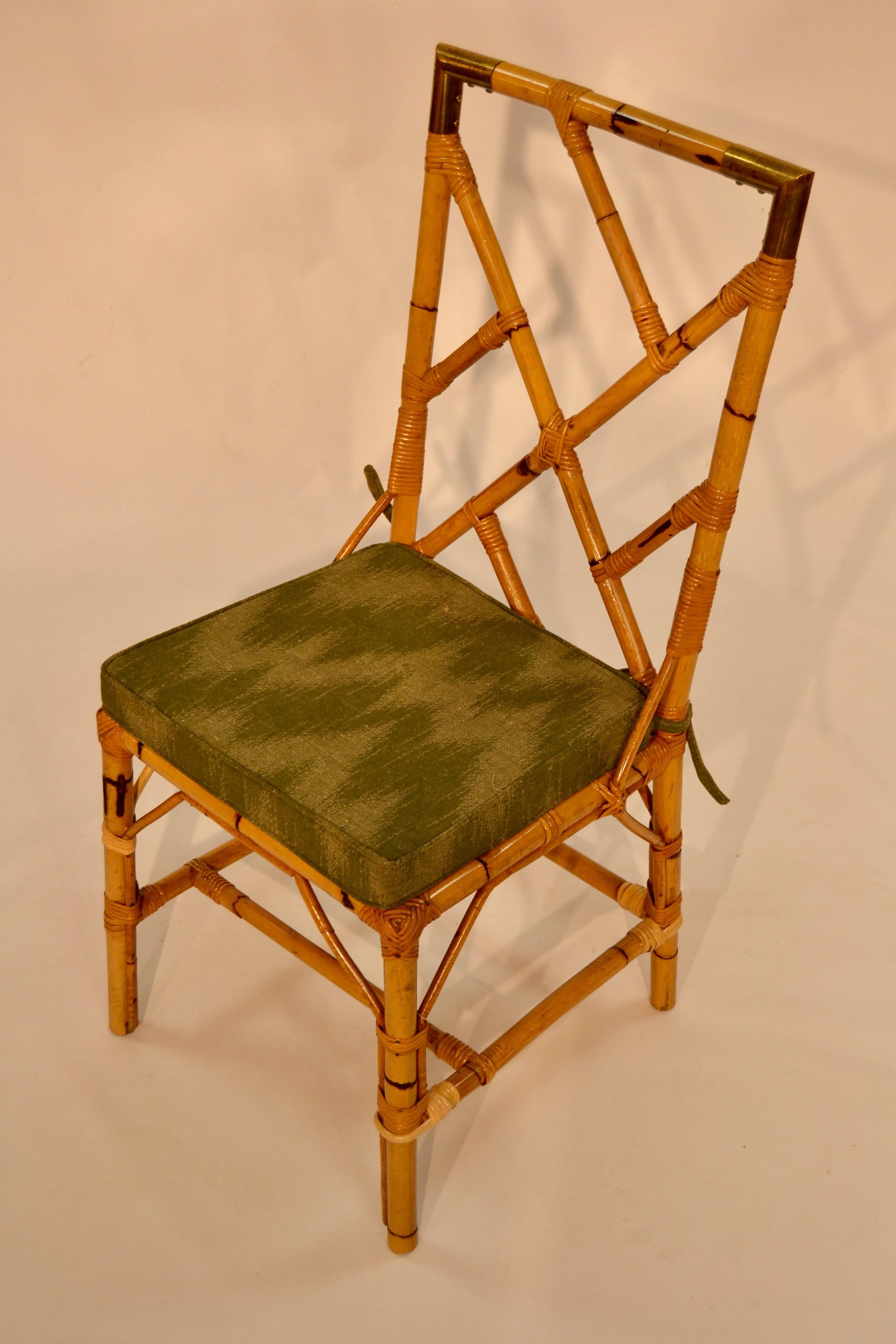 Four Chairs in Bamboo and Brass Details 3