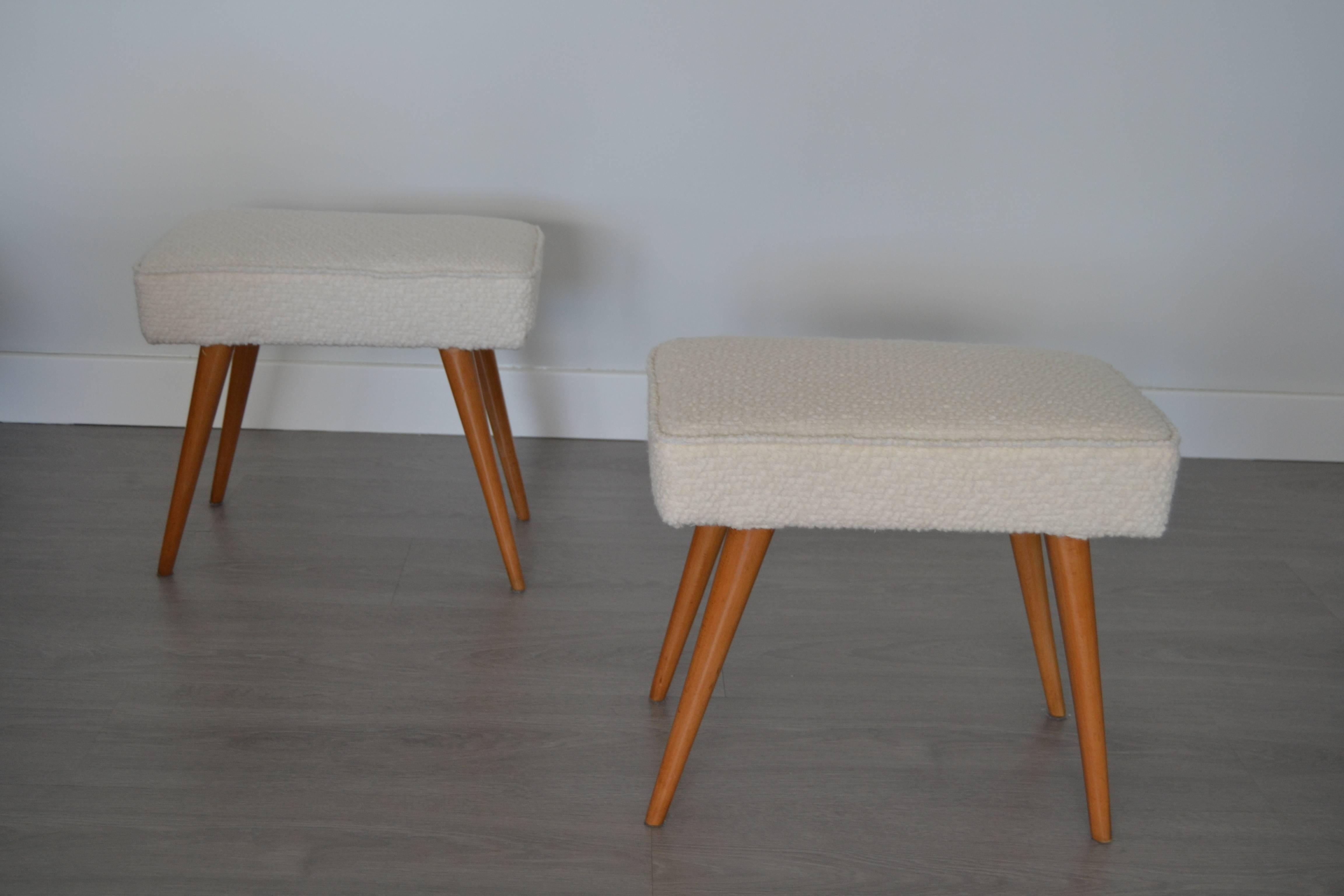 Wool Pair of 1950s, Italian Stools For Sale