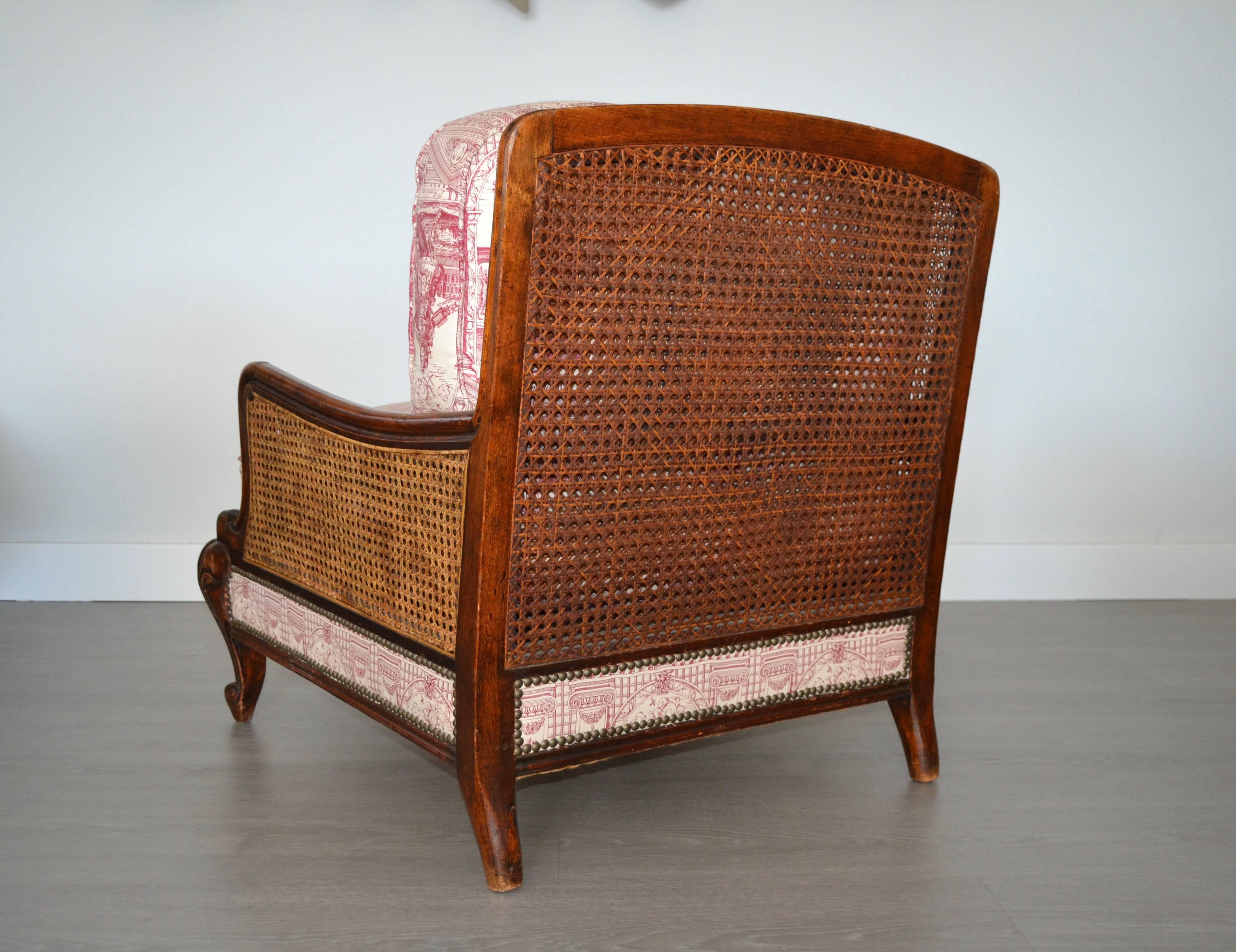 Wood and Wicker French Armchair, 1900 1