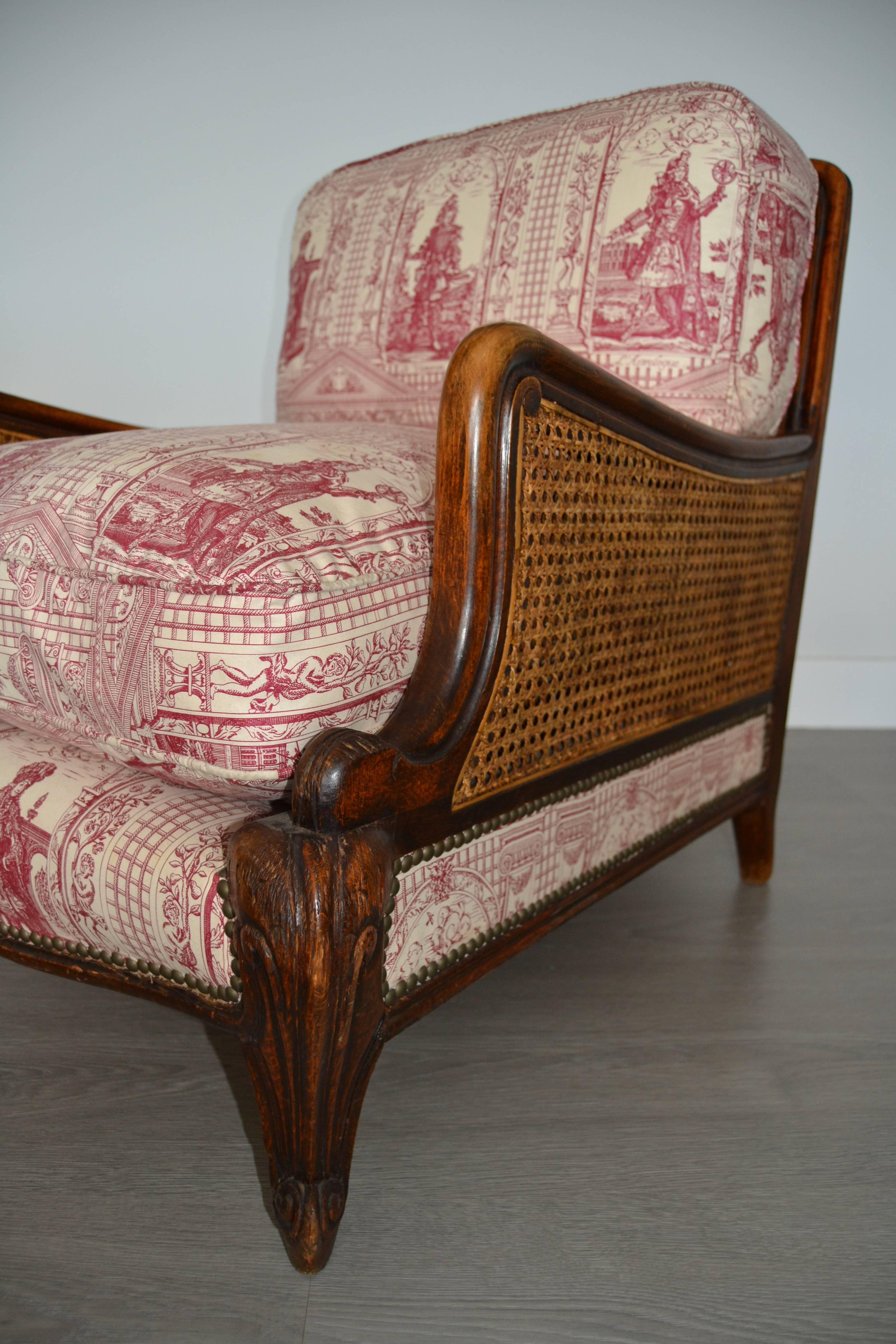 wood and wicker armchair