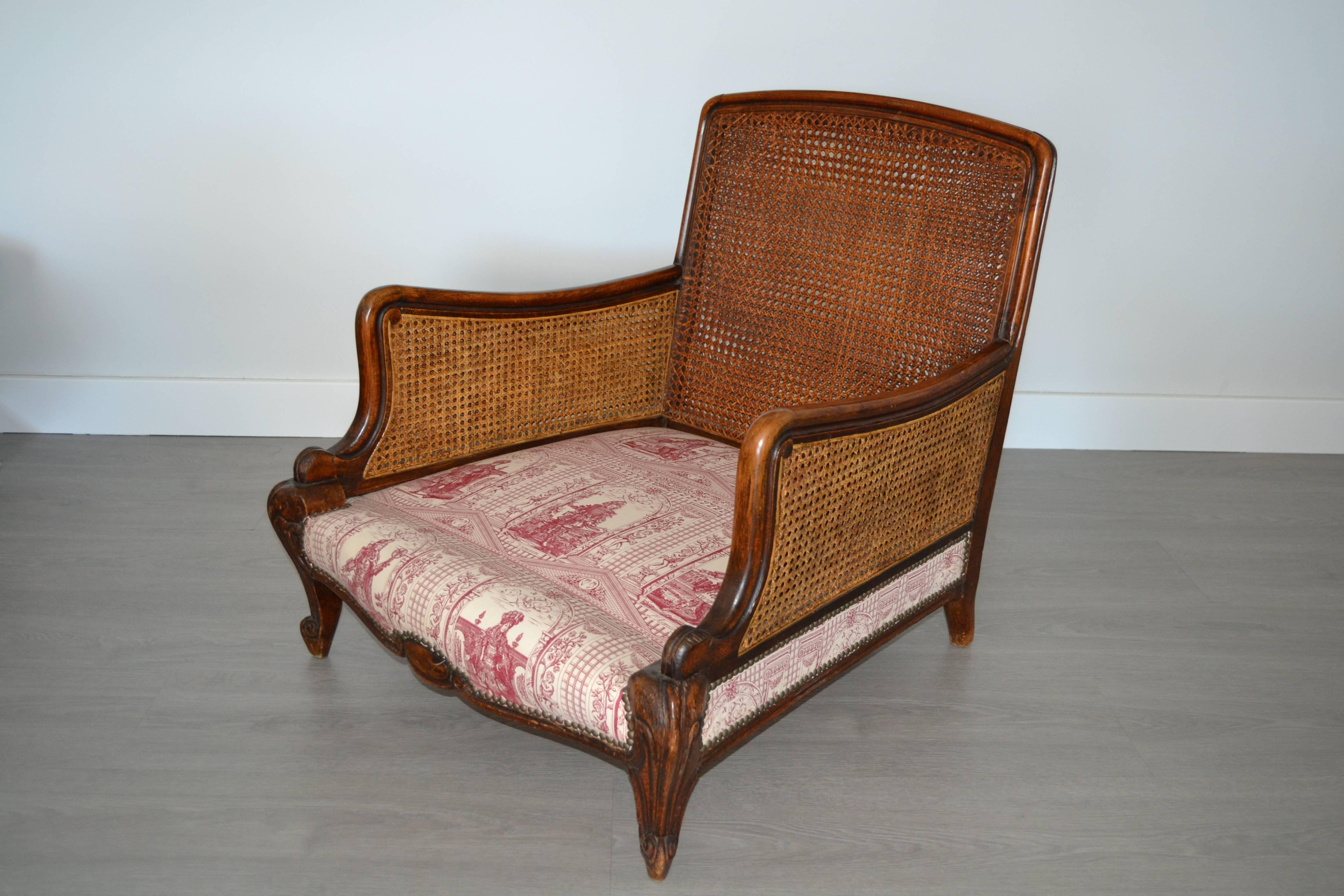 Wood and Wicker French Armchair, 1900 In Good Condition In Saint-Ouen, FR