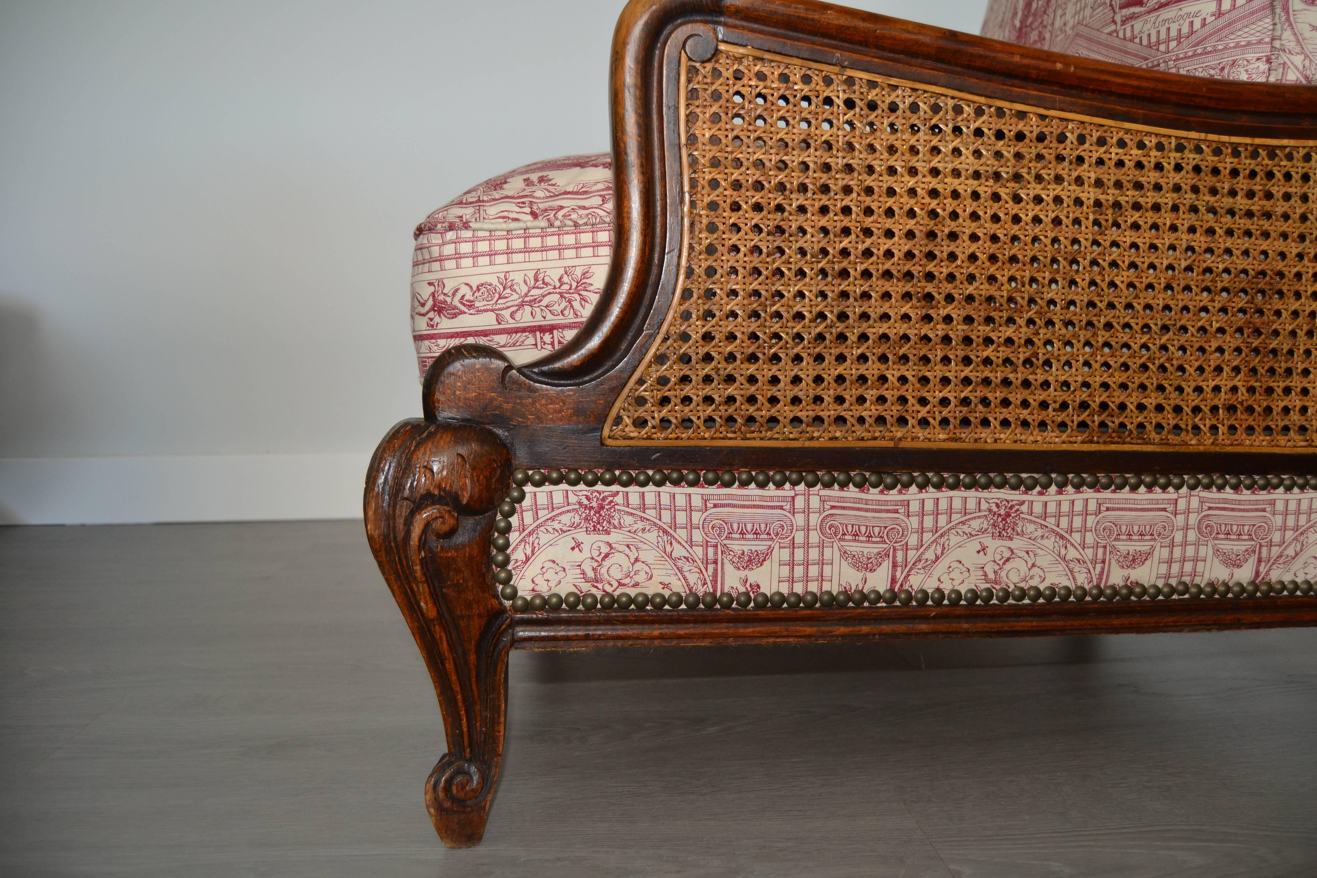 Early 20th Century Wood and Wicker French Armchair, 1900