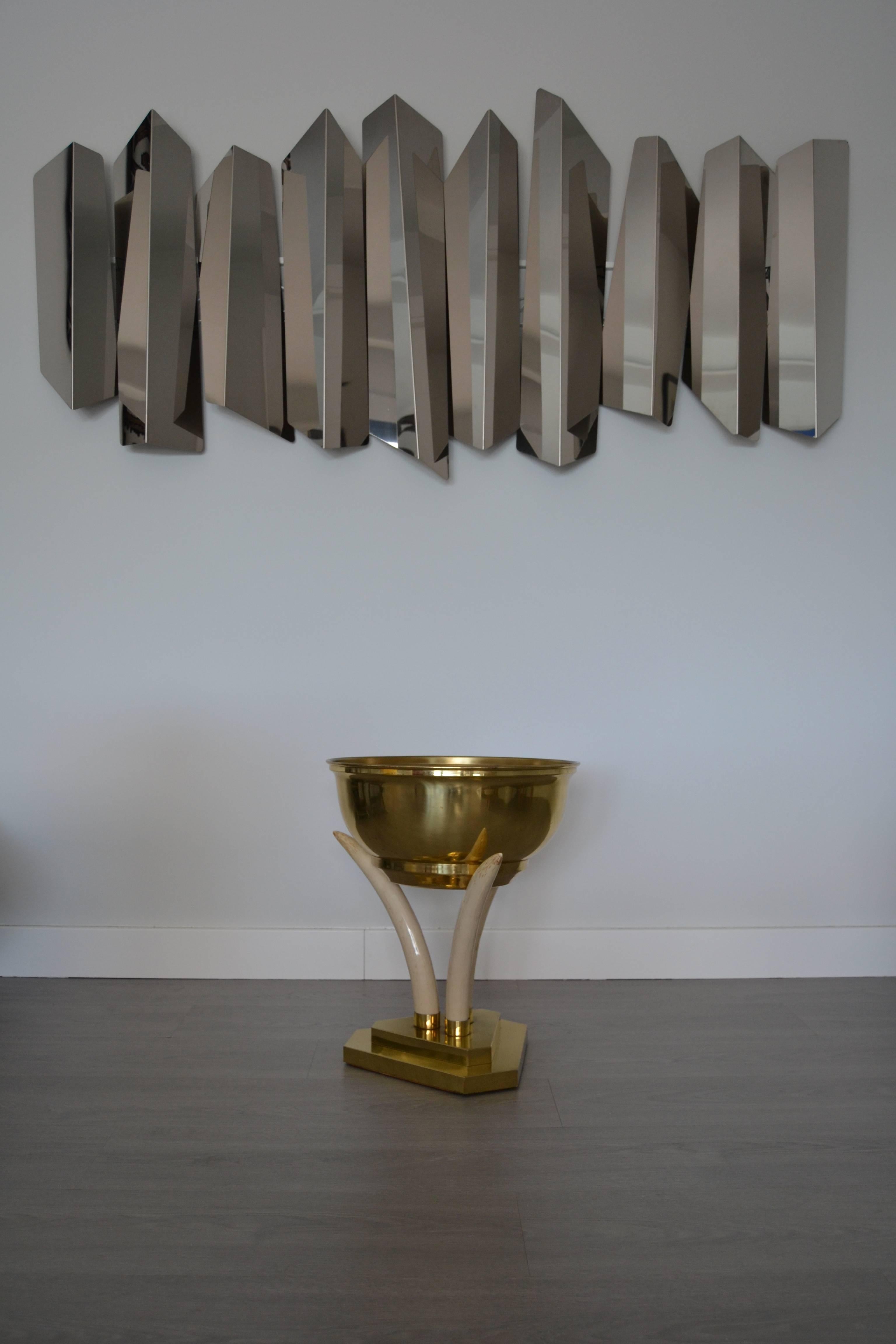 1970s Table with Elephant Tusk and Brass Details 1
