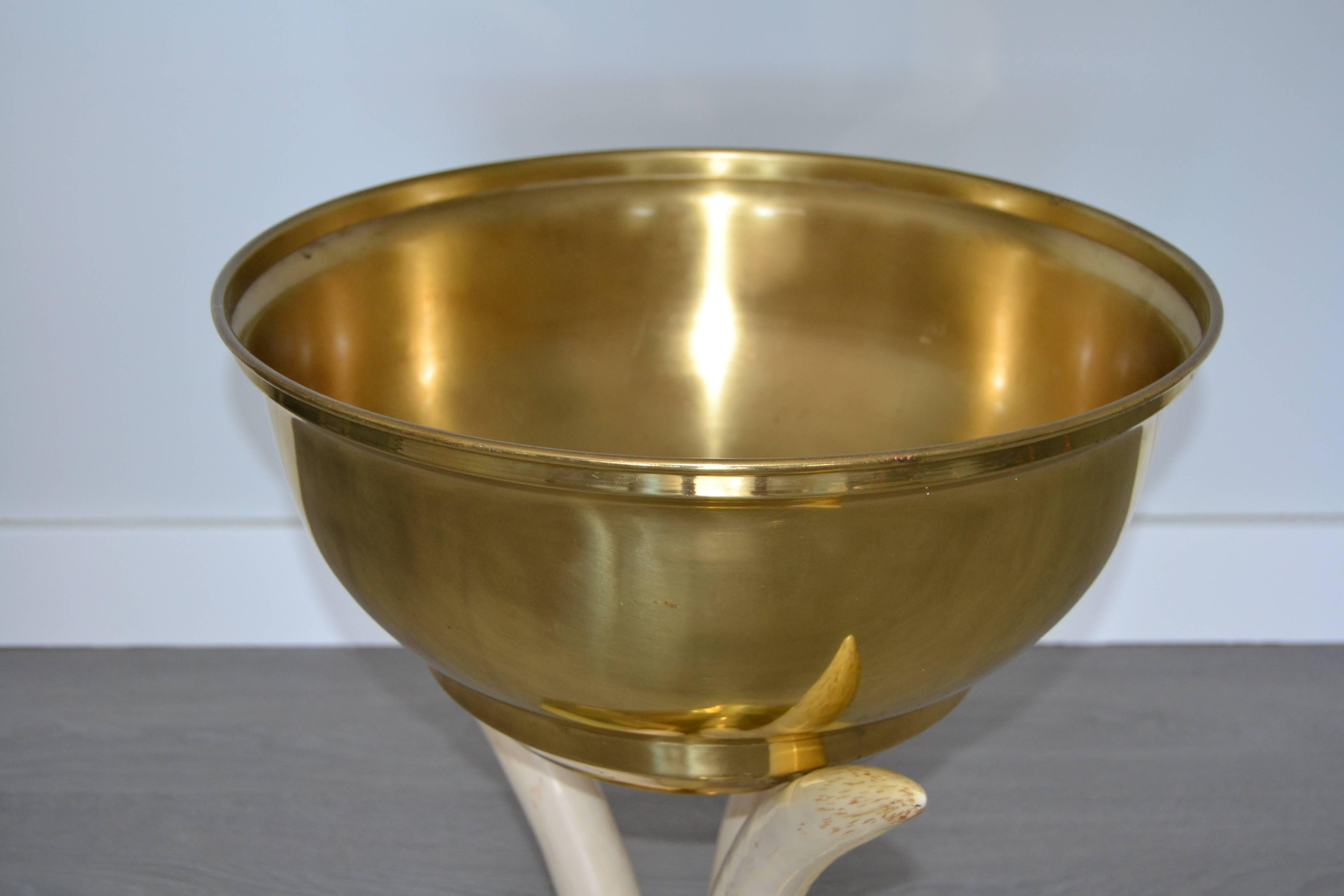 1970s Table with Elephant Tusk and Brass Details 2