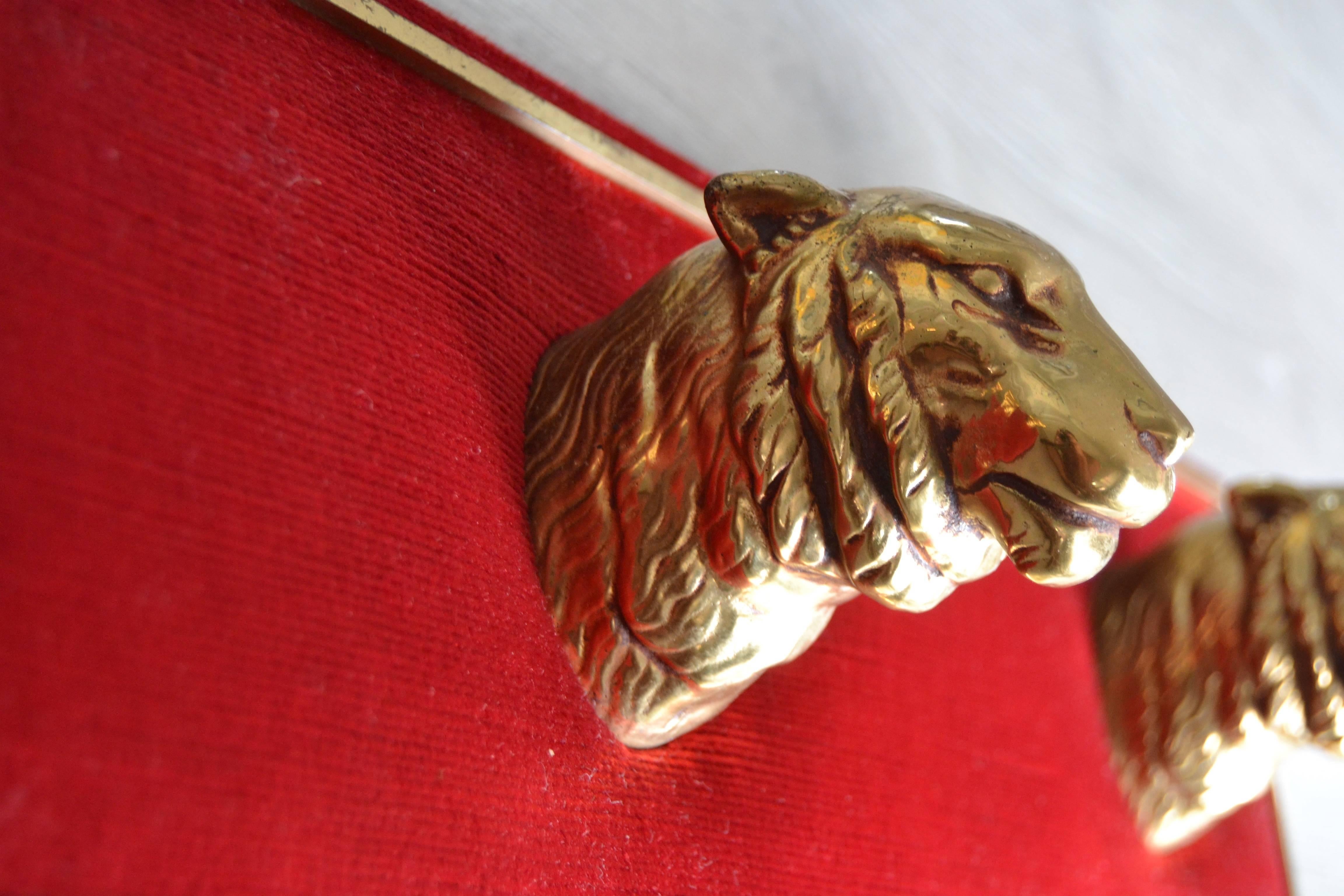 Mid-Century Modern Neoclassical Bronze Lions Coat Rack