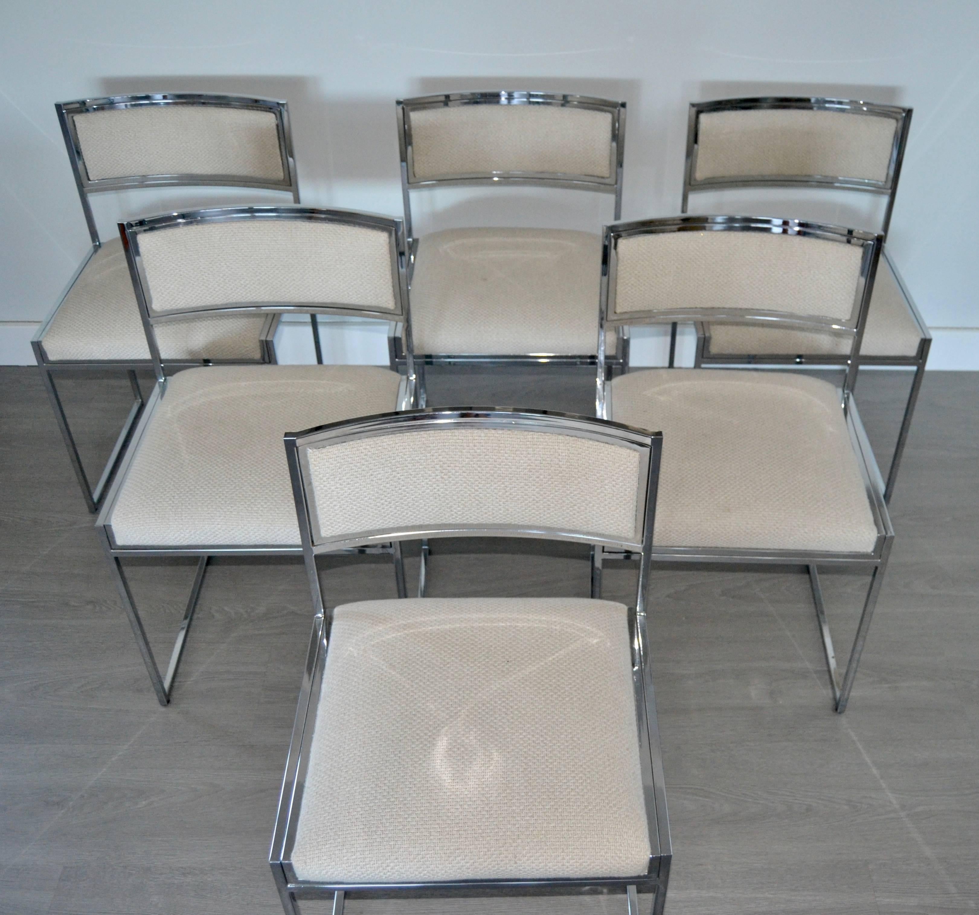 Chrome Set of Six Chairs by Mario Sabot