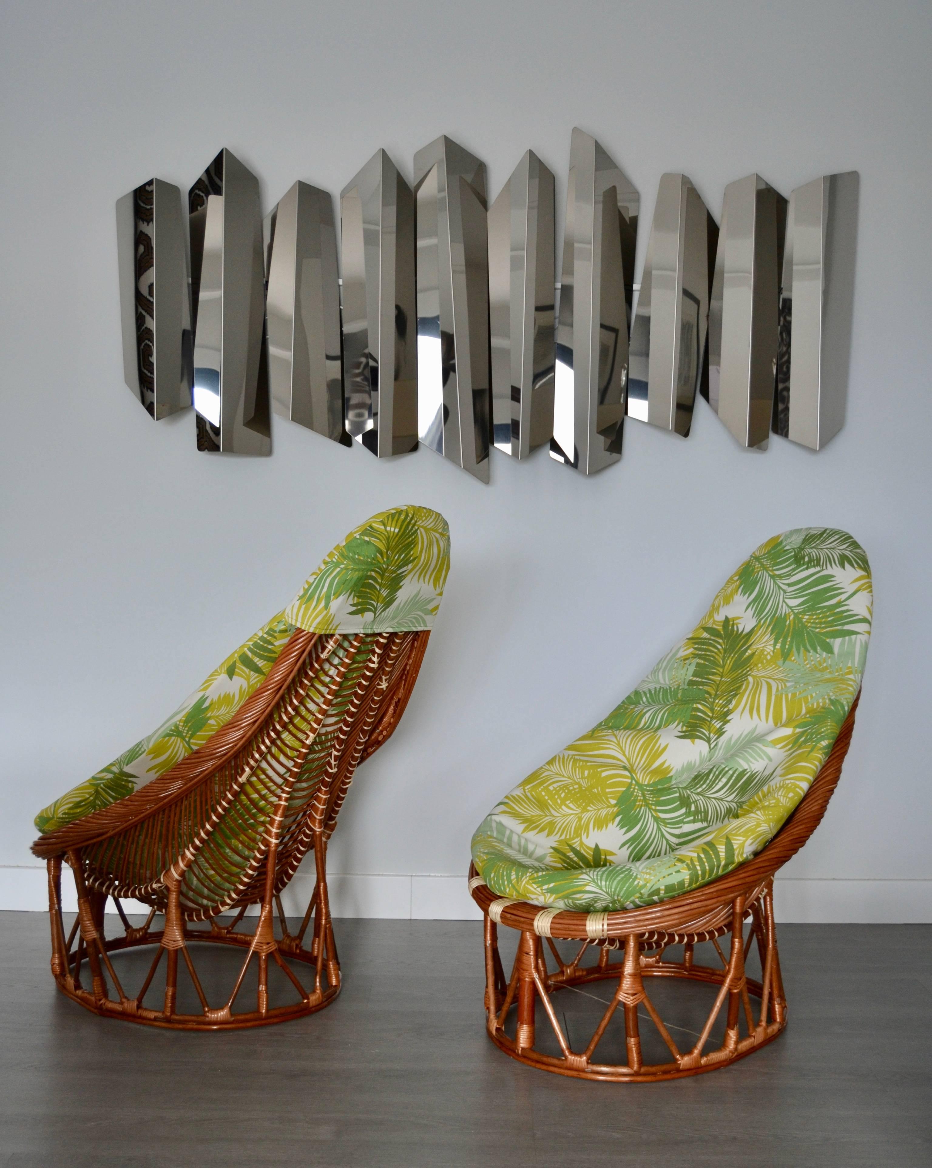 Bamboo 1980s Pair of Bambou and Rattan Armchairs