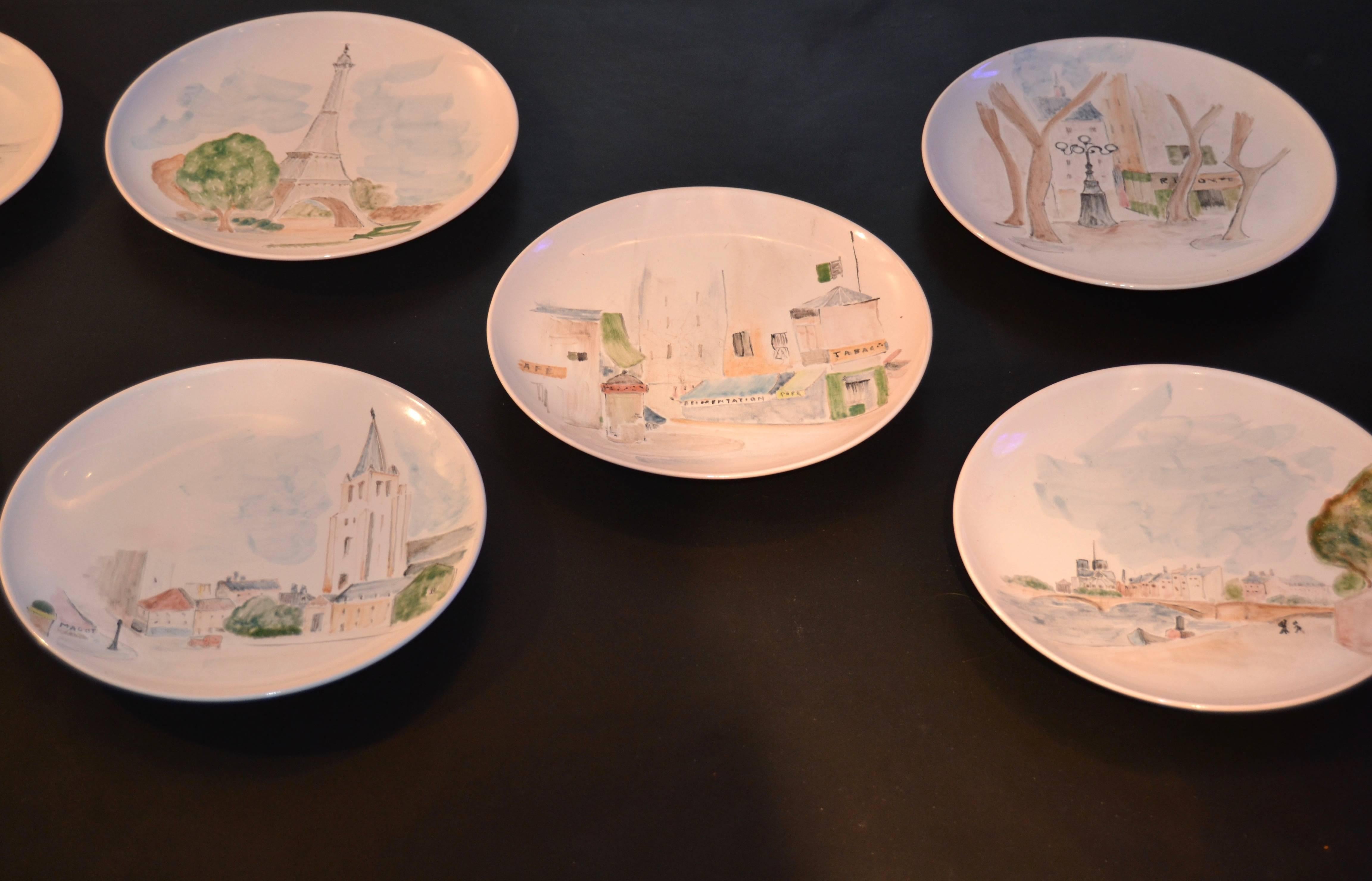 Set of Nine Paris View Plates 1