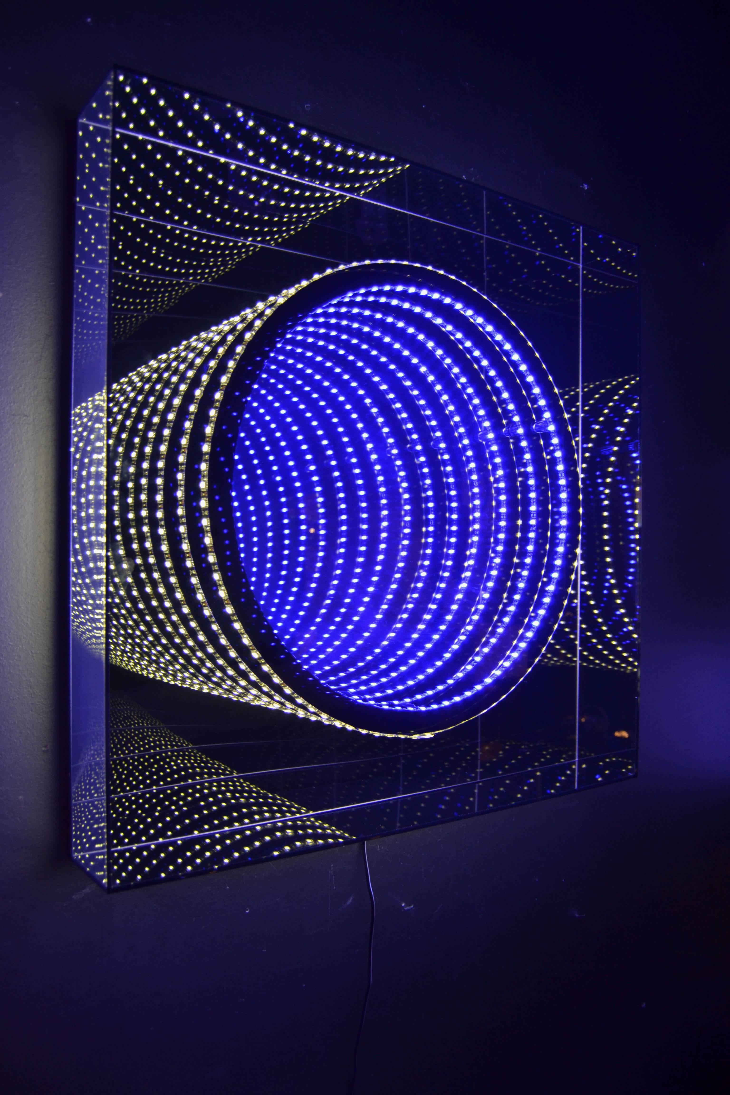 Mid-Century Modern Square Infinity Mirror