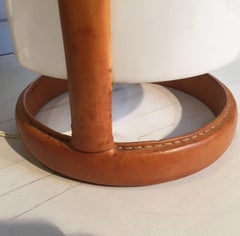 Jacques Adnet Stitched Leather and Perpex Floor Lamp