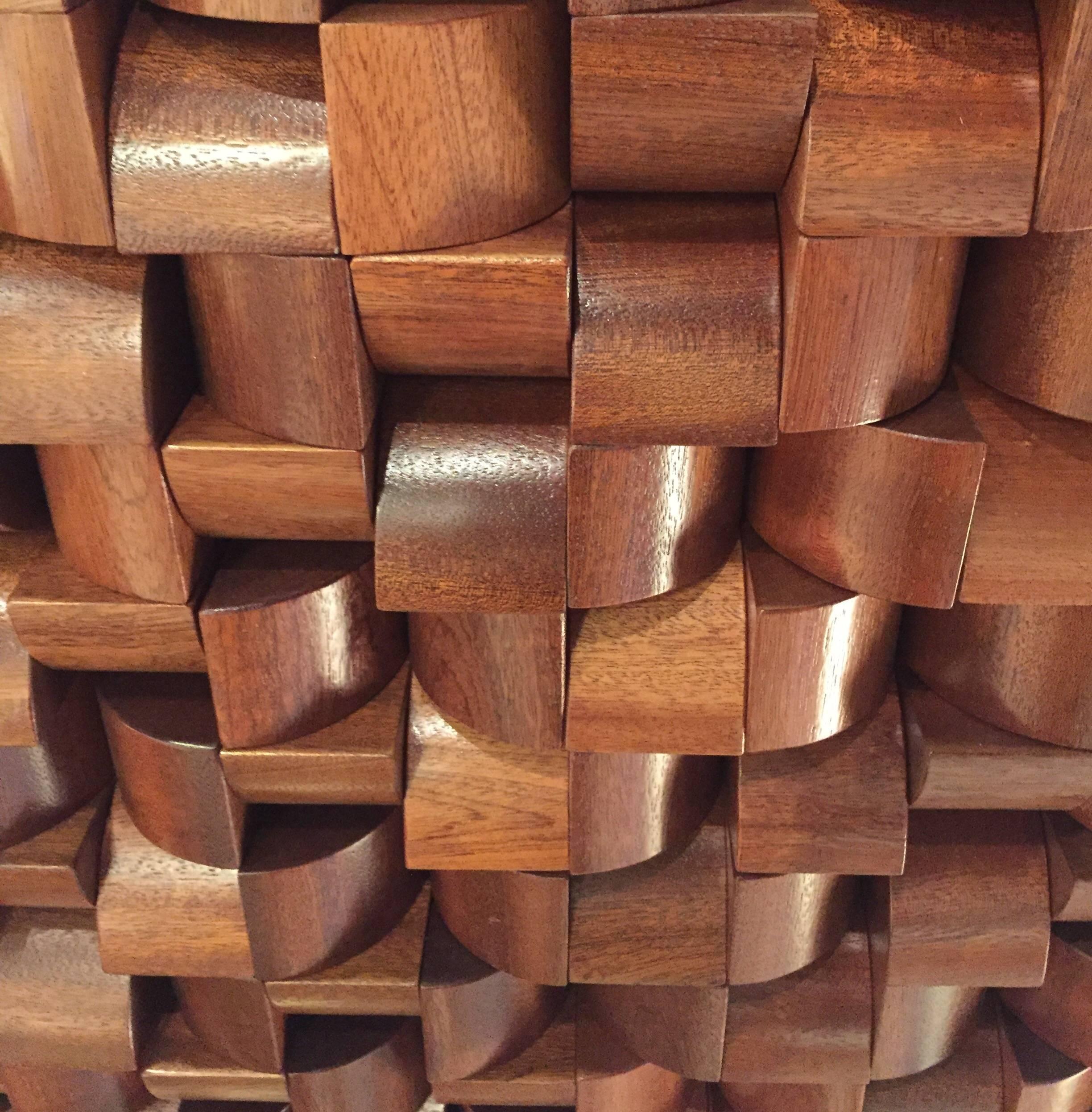 Spanish Sapele Wood Abstract Wall Sculpture
