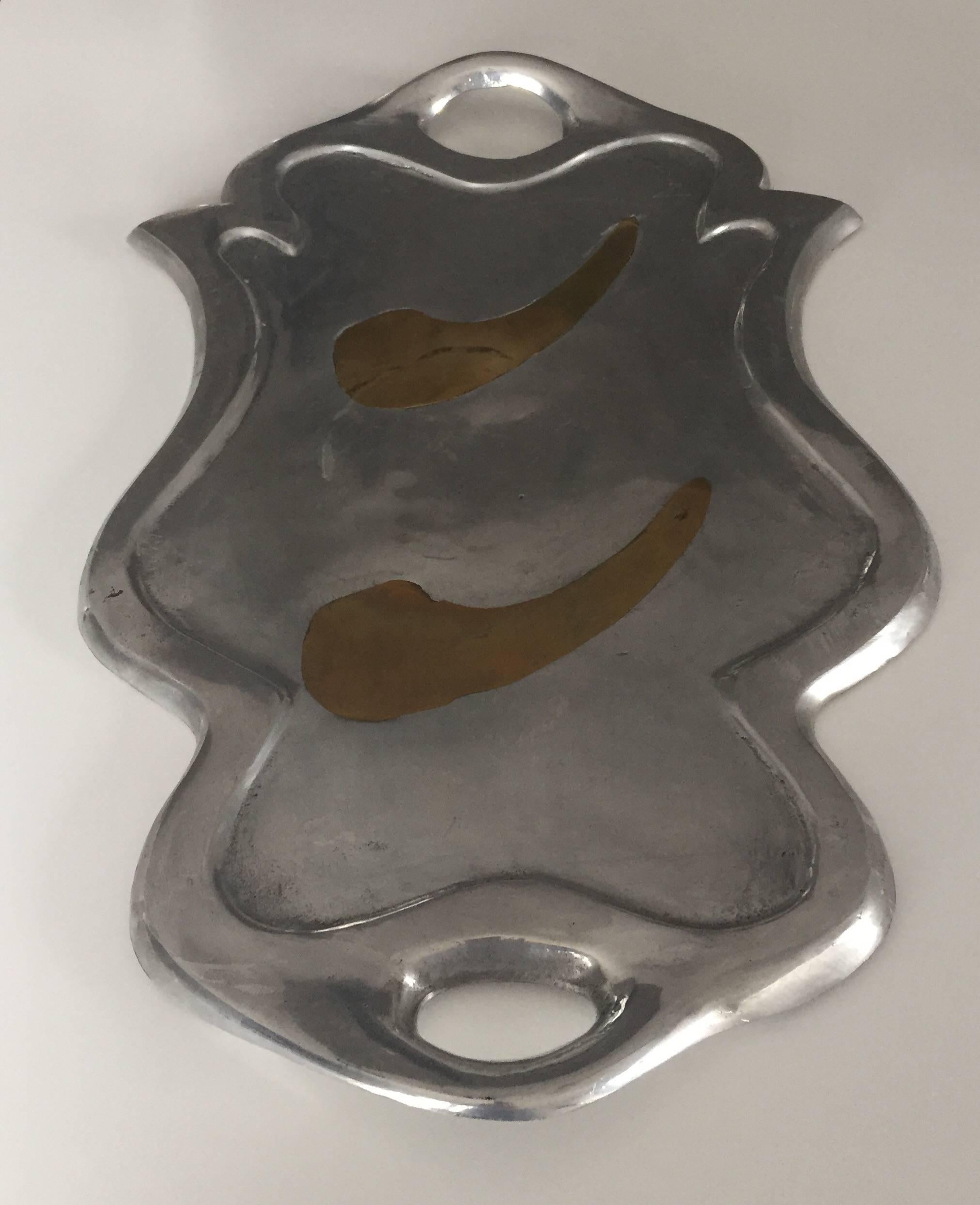 1970s bronze and metal tray.