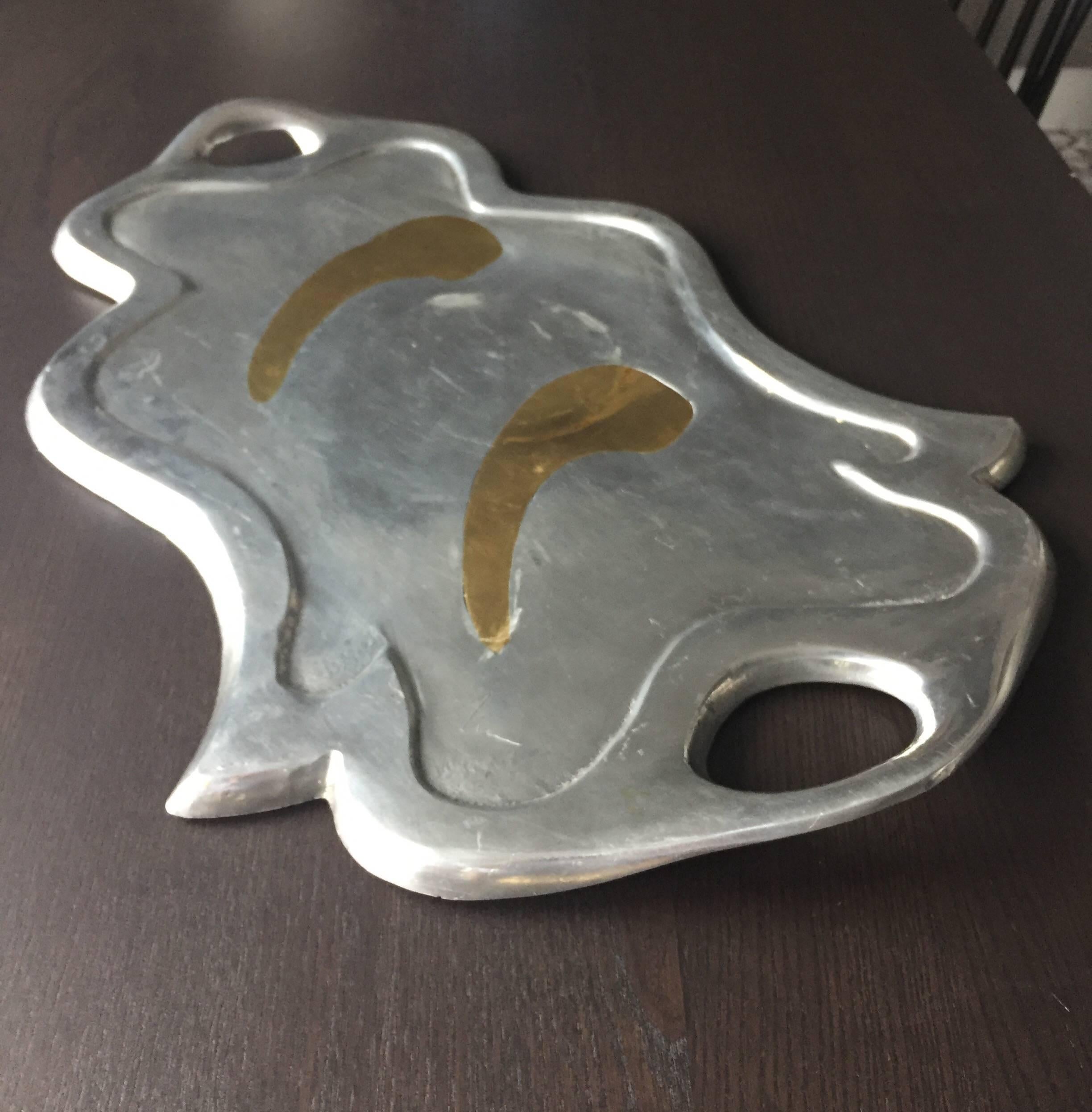 Late 20th Century 1970s Bronze and Metal Tray