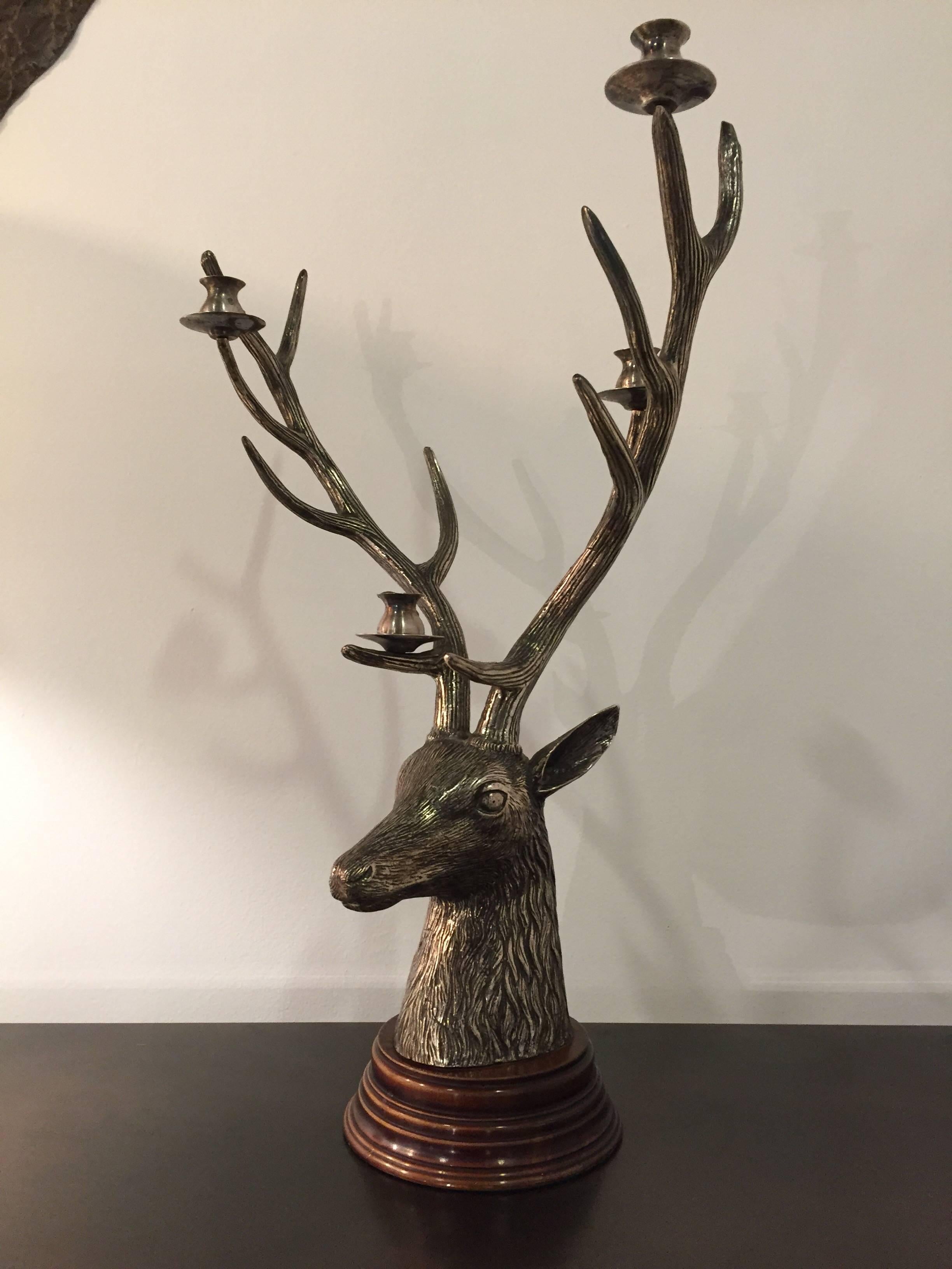 Bronze deer head candleholder probably by Christian Dior.