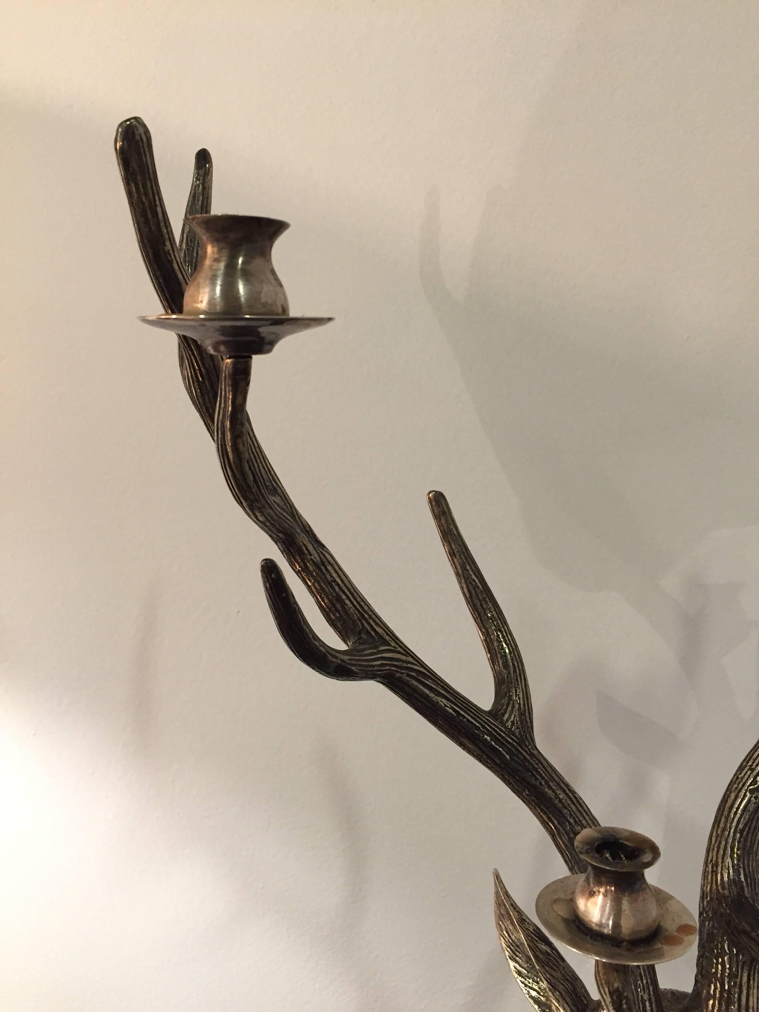 Mid-Century Modern Bronze Deer Head Candleholder