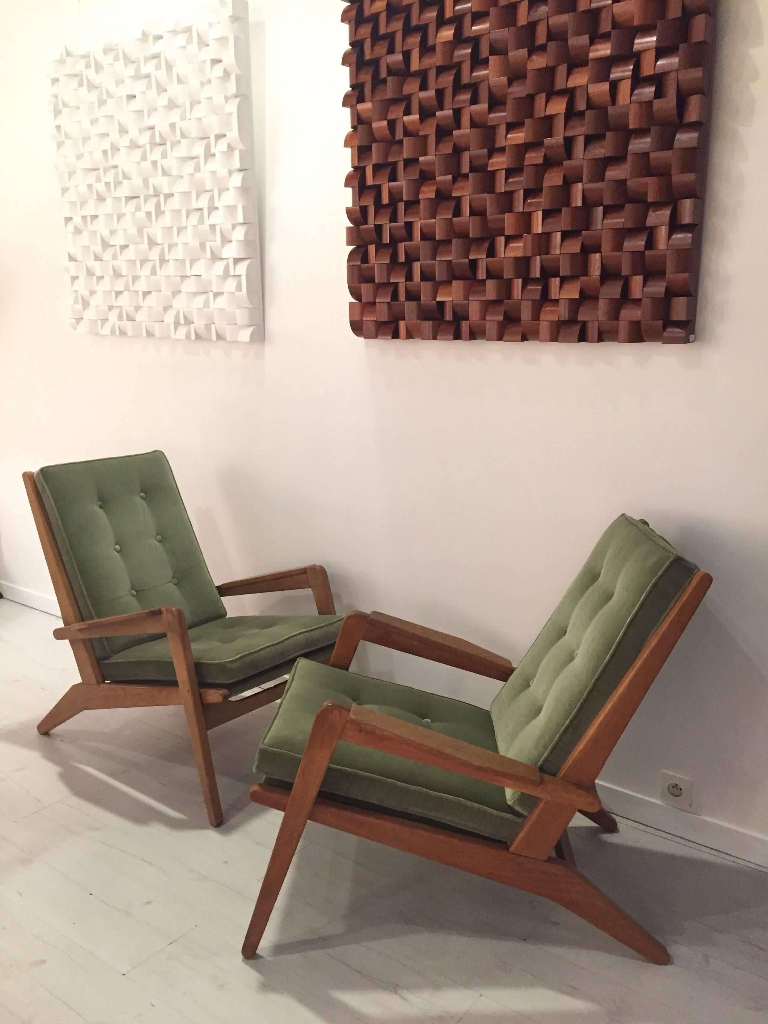 Mid-Century Modern Pair of 1950s Armchairs by Pierre Guariche
