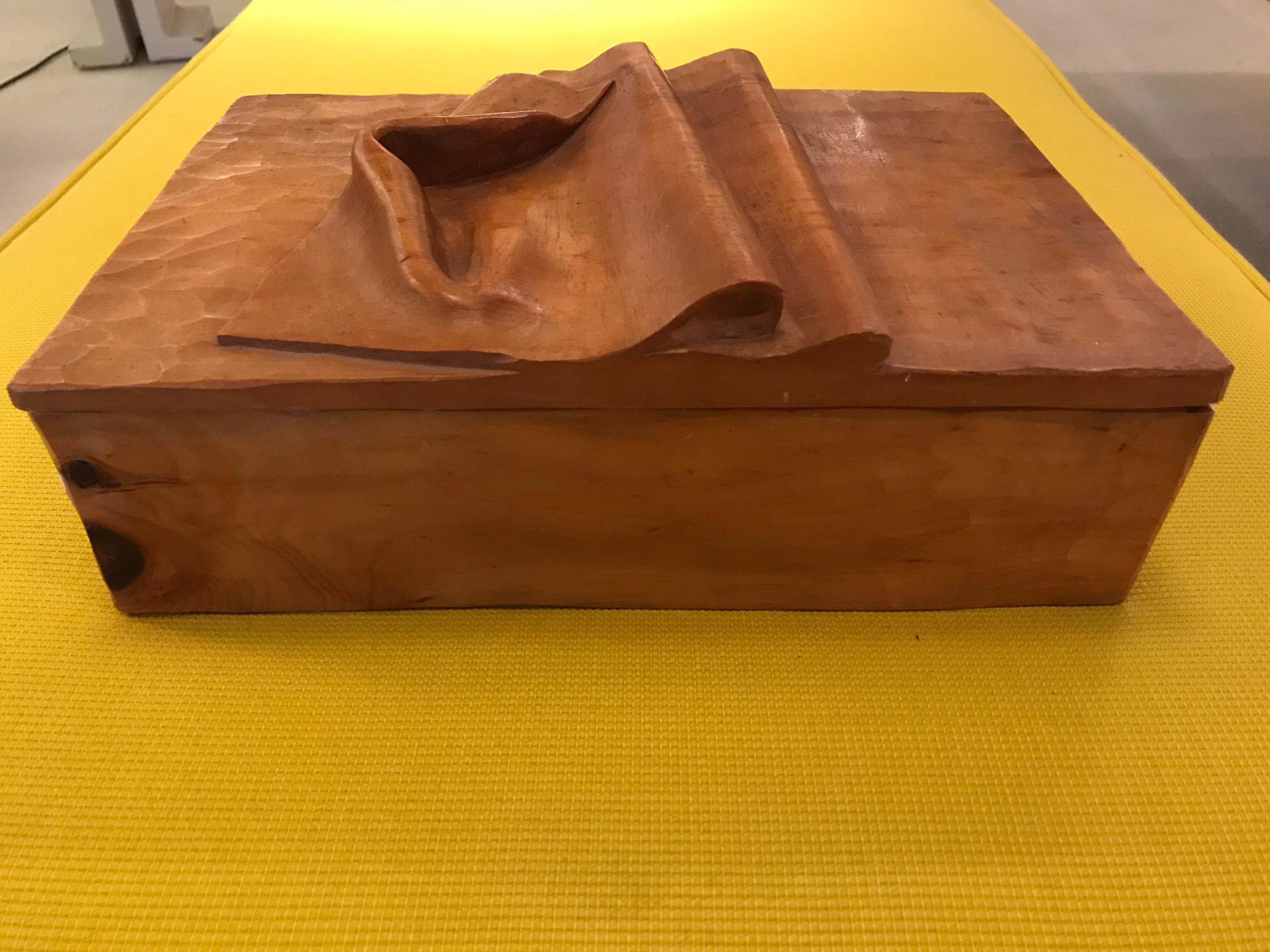 Mid-Century Modern 1970s Hand Craft Wood Box For Sale