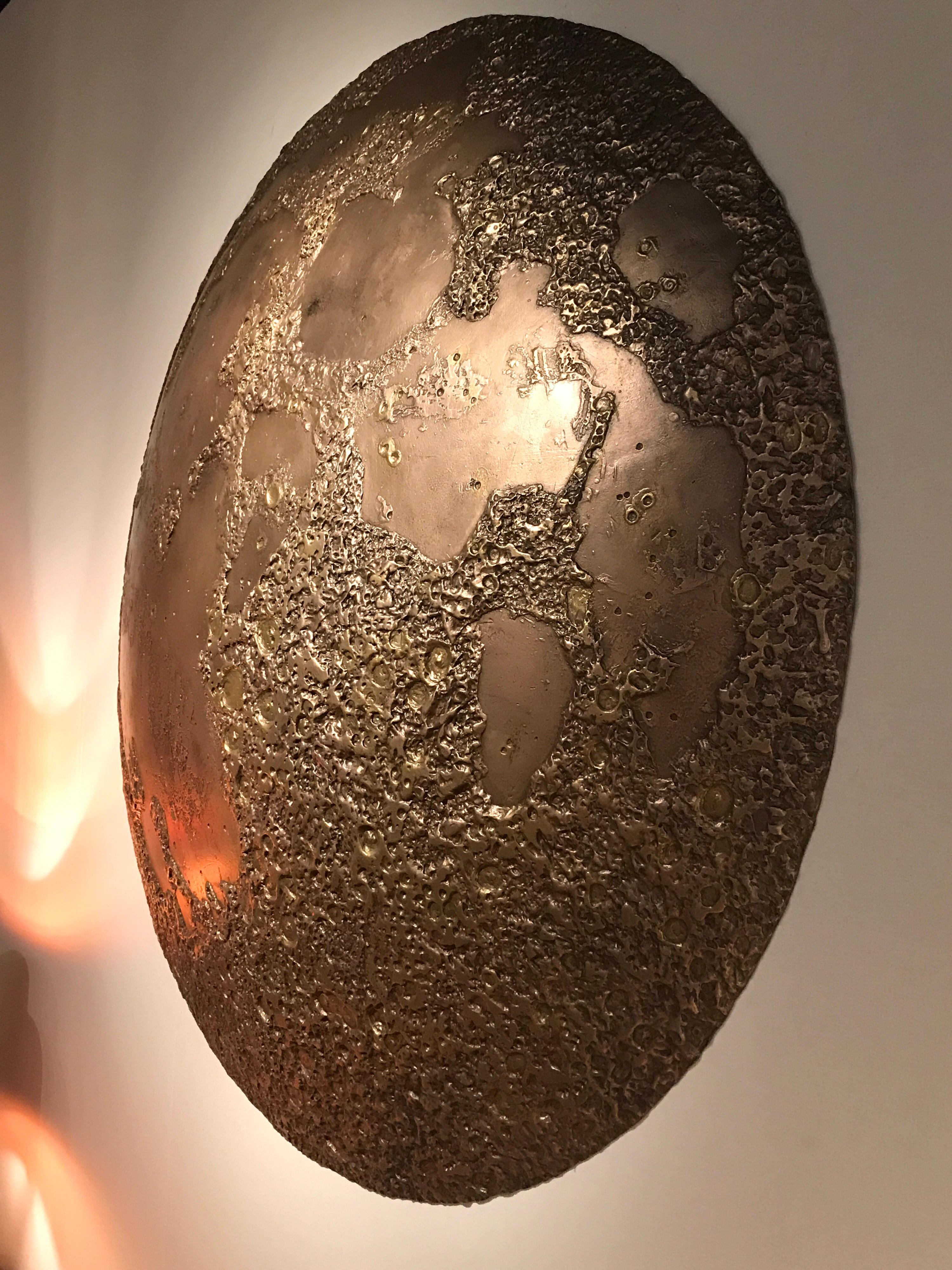 Modern Large Bronze Moon Wall Mounted Sculpture For Sale