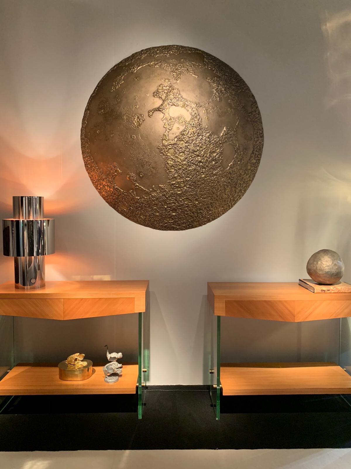 Large Bronze Moon Wall Mounted Sculpture For Sale 11