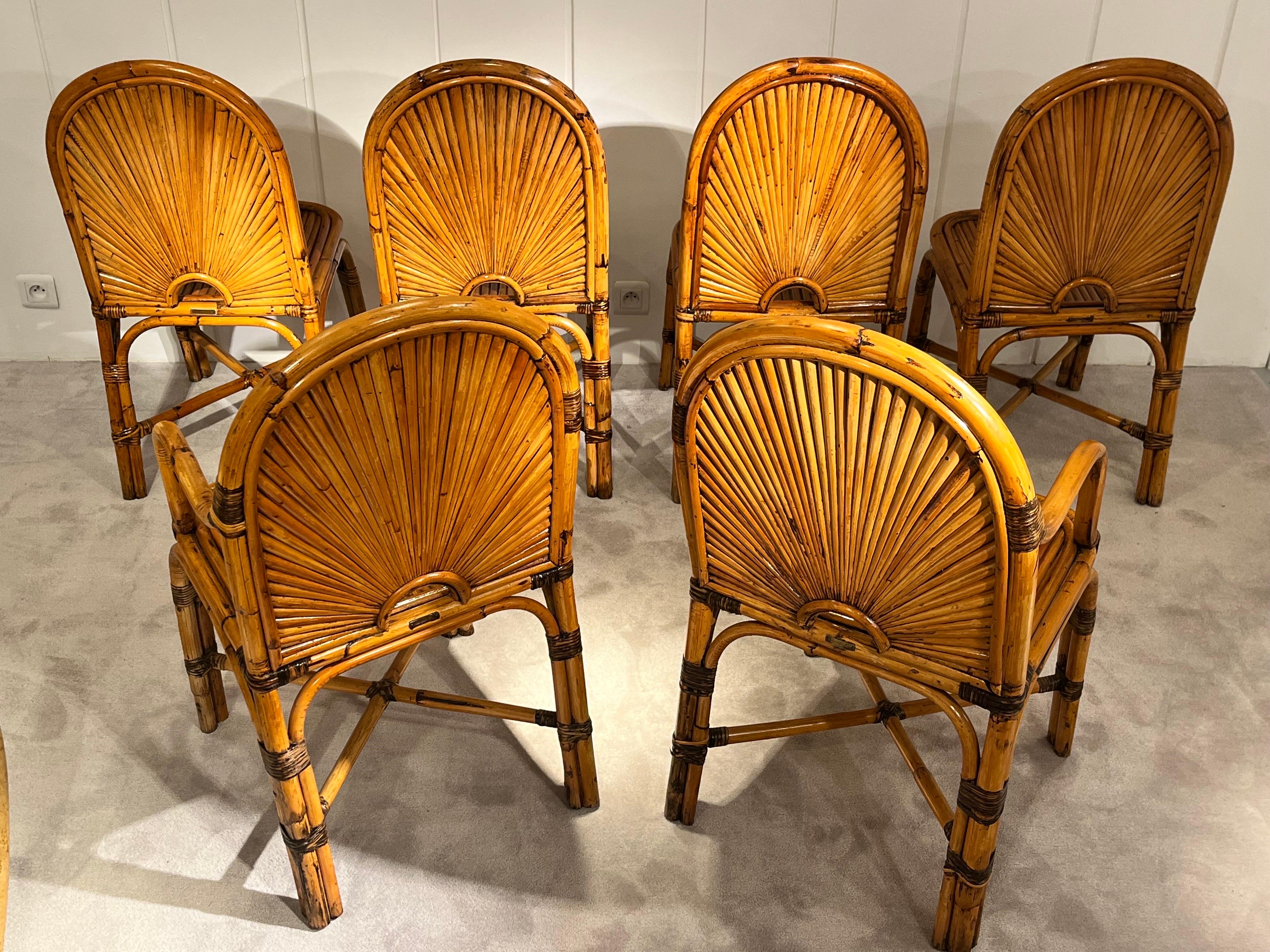 Set of 6  Rattan Chairs By Gabriella Crespi For Sale 6