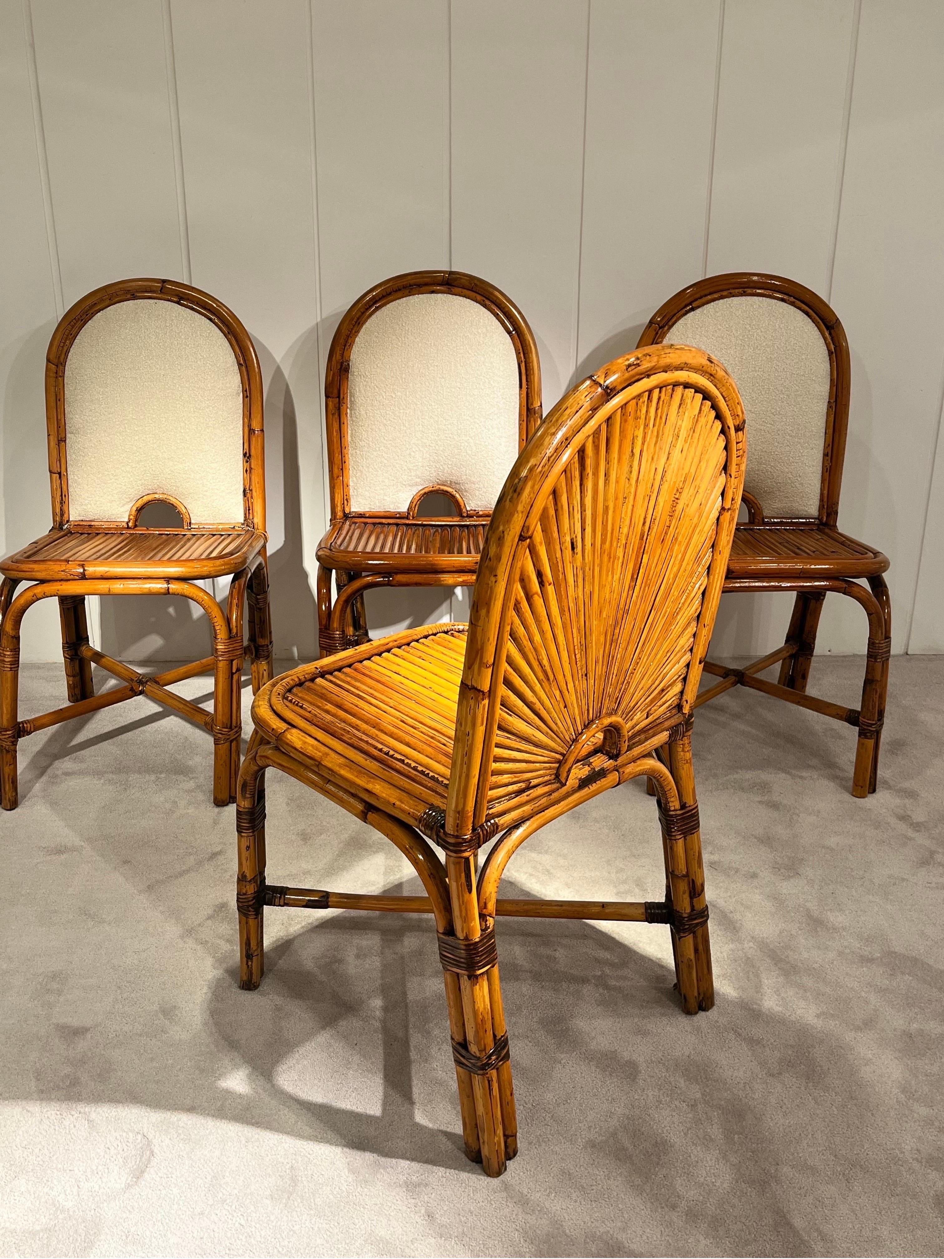 Mid-Century Modern Set of 6  Rattan Chairs By Gabriella Crespi For Sale