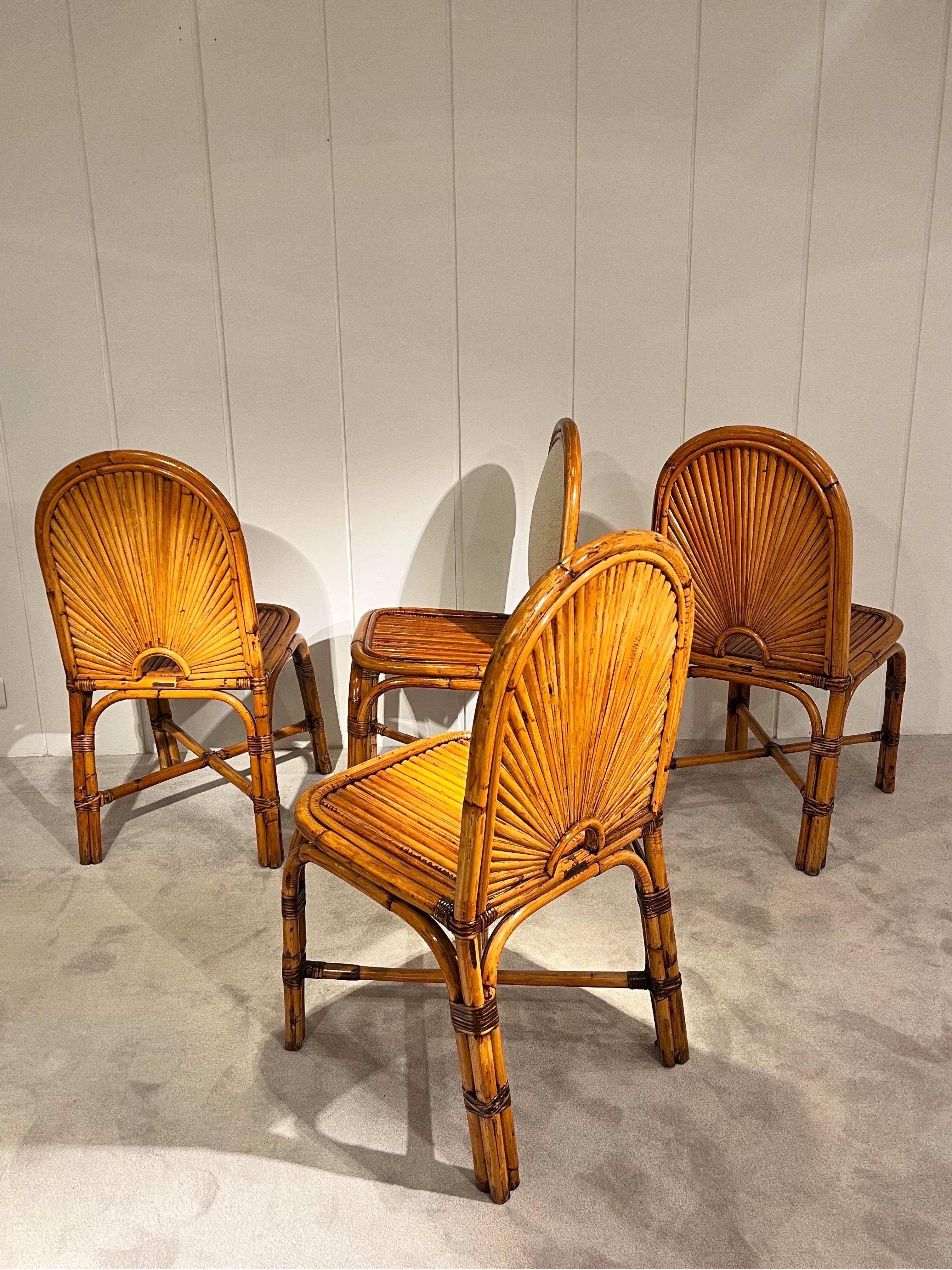 Bamboo Set of 6  Rattan Chairs By Gabriella Crespi For Sale