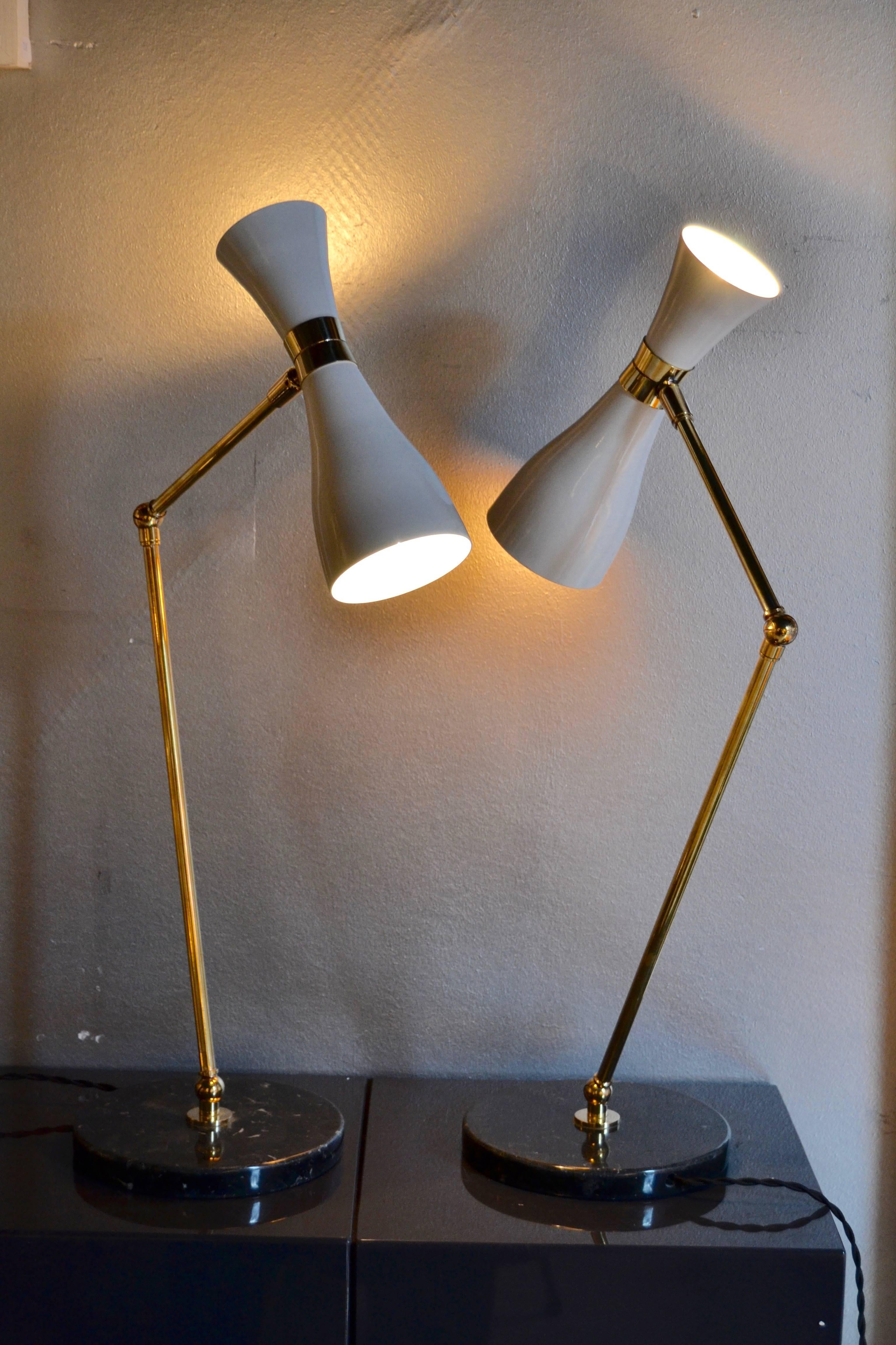 Pair of Italian White Table Lamps 4