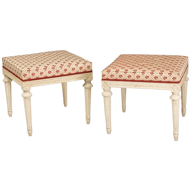 Pair of Carved Wood Swedish Stools, 18th Century For Sale at 1stDibs