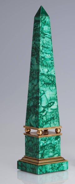 Russian Malachite Obelisks and Gilt Bronze, 19th Century