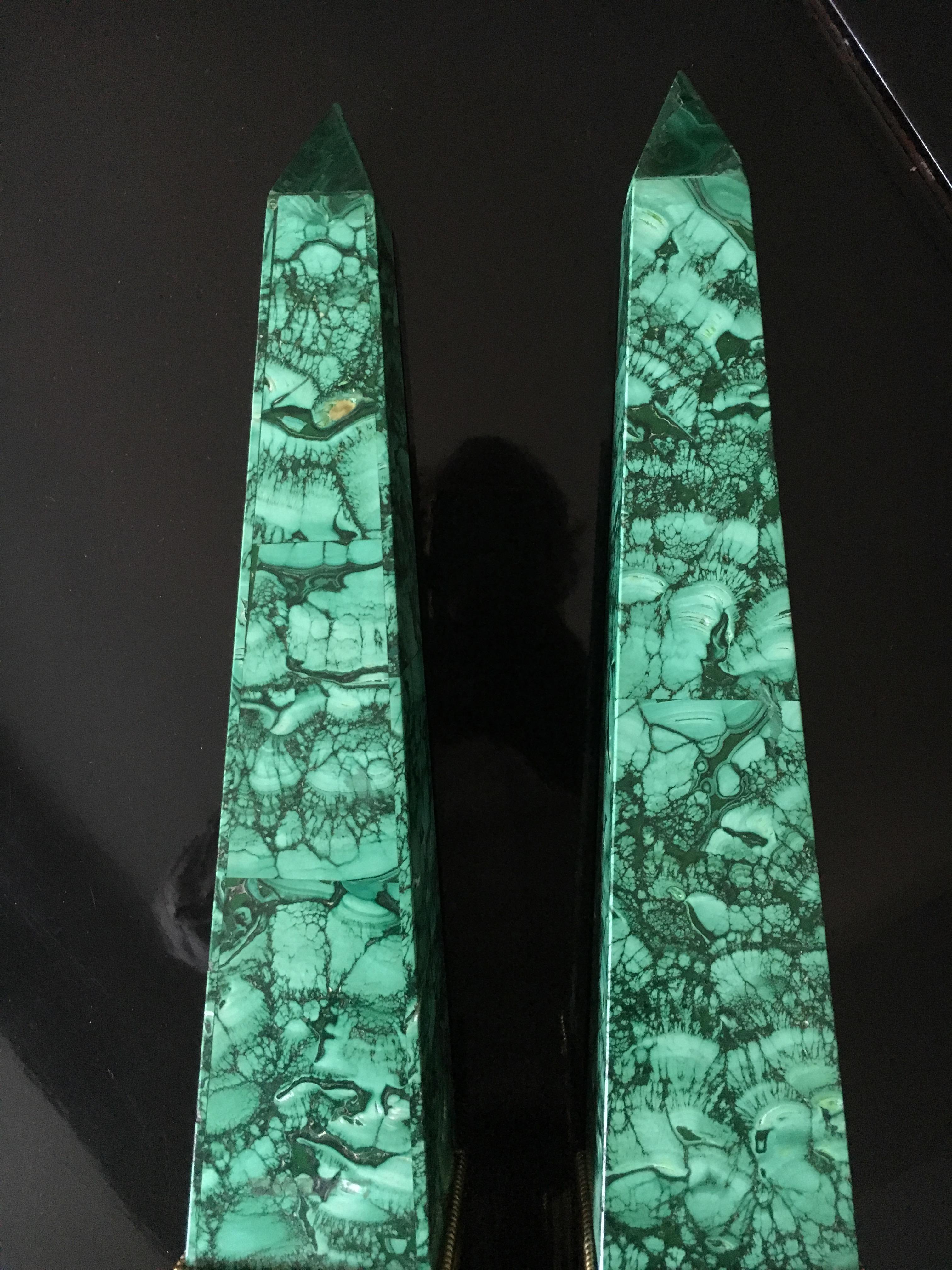 Russian Malachite Obelisks and Gilt Bronze, 19th Century In Excellent Condition For Sale In Saint-Ouen, FR