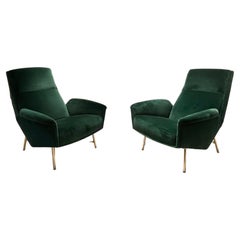 1960s Fauteuils verts par Claude Vassal