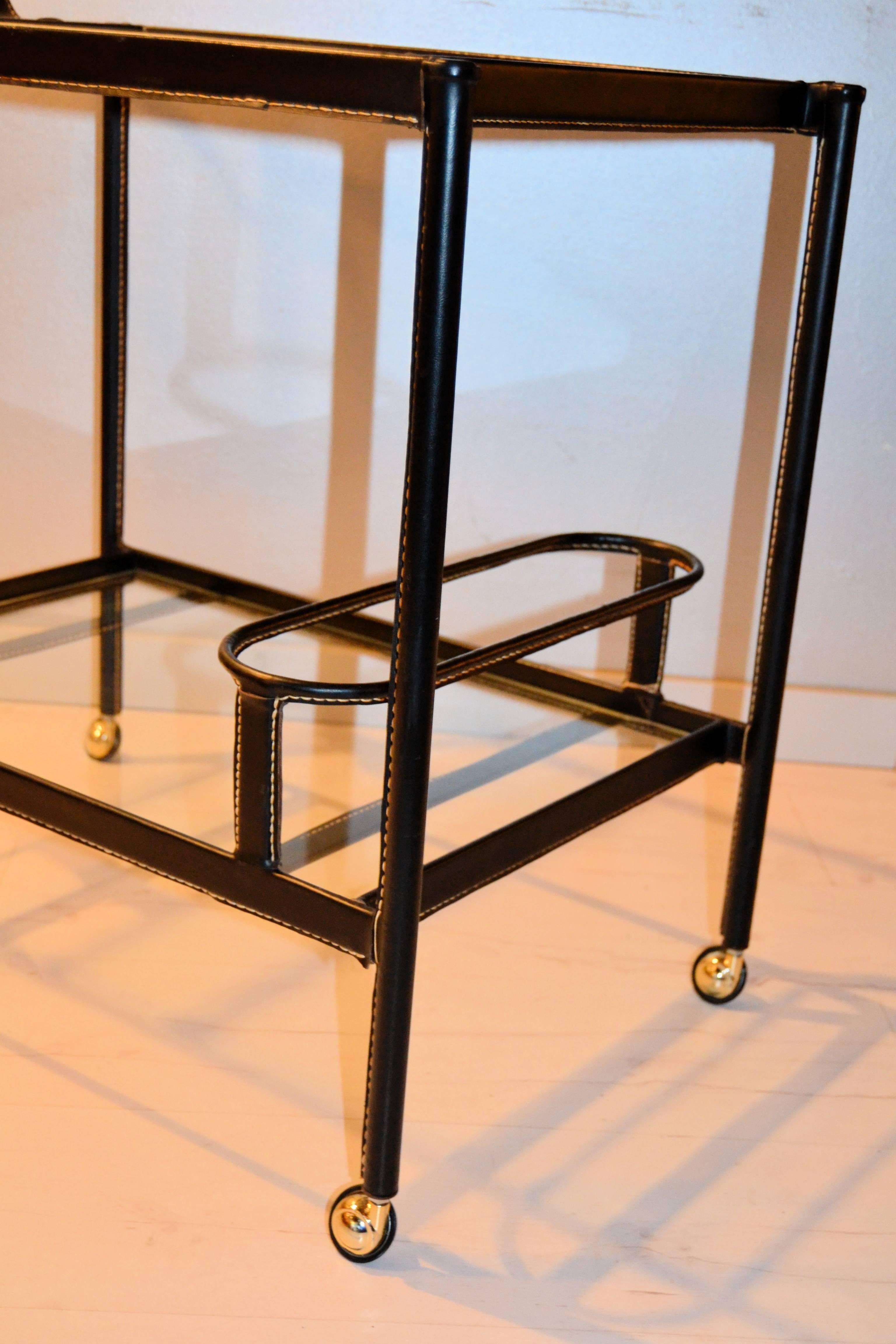 Jacques Adnet Bar Cart In Good Condition In Saint-Ouen, FR