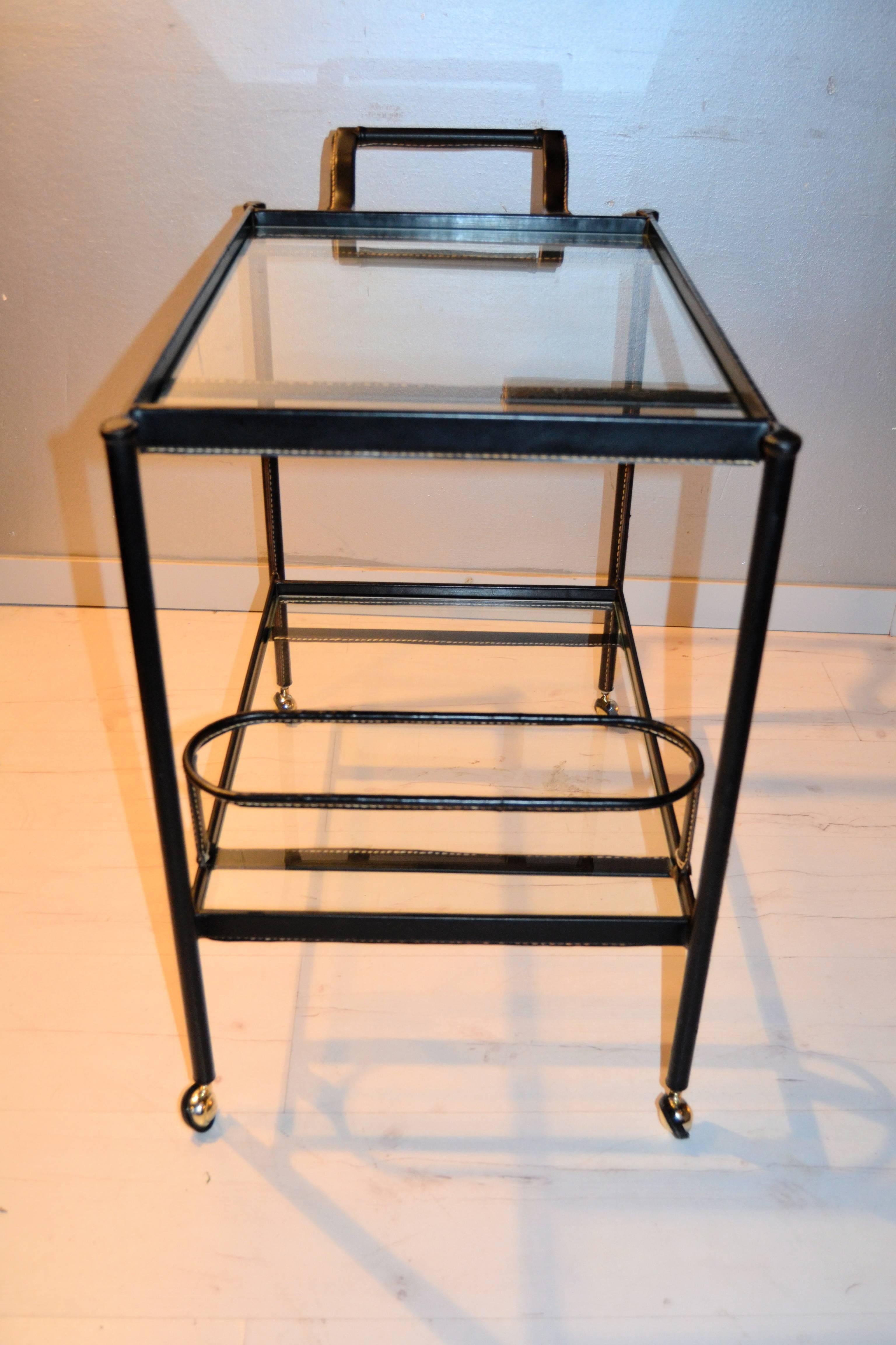 Mid-Century Modern Jacques Adnet Bar Cart