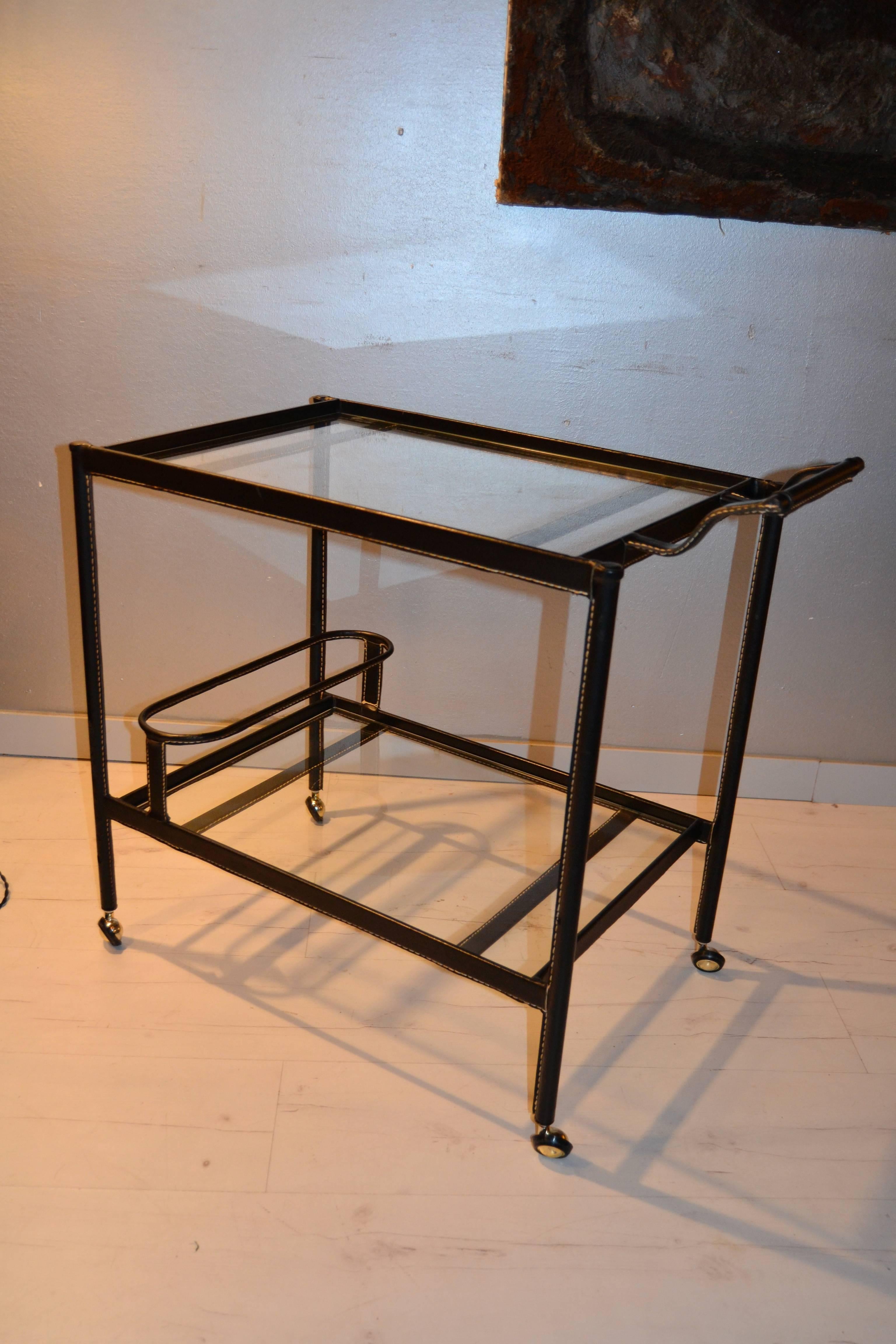 French Jacques Adnet Bar Cart