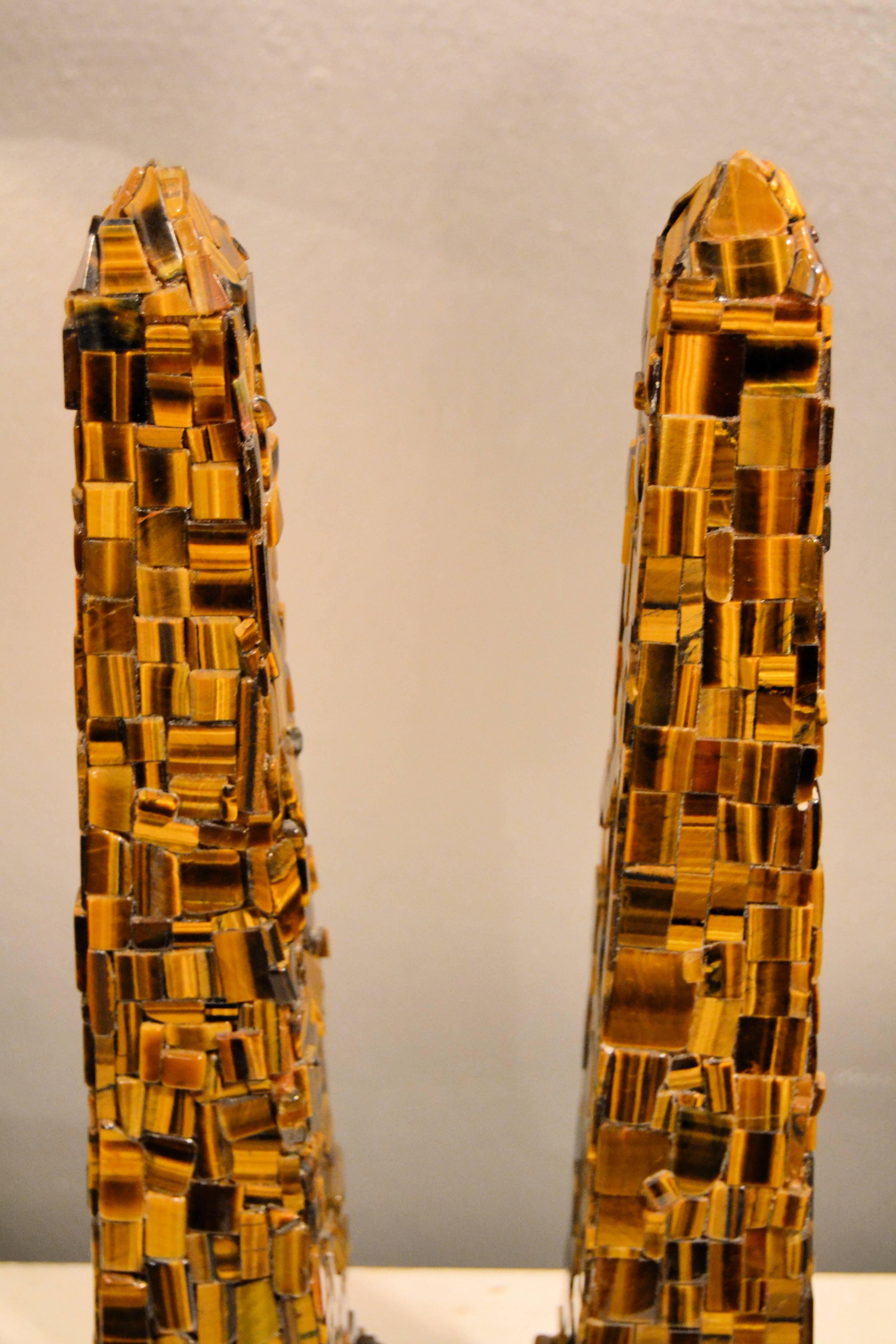 Pair of Tigers Eye Obelisks by Ado Chale In Good Condition In Saint-Ouen, FR