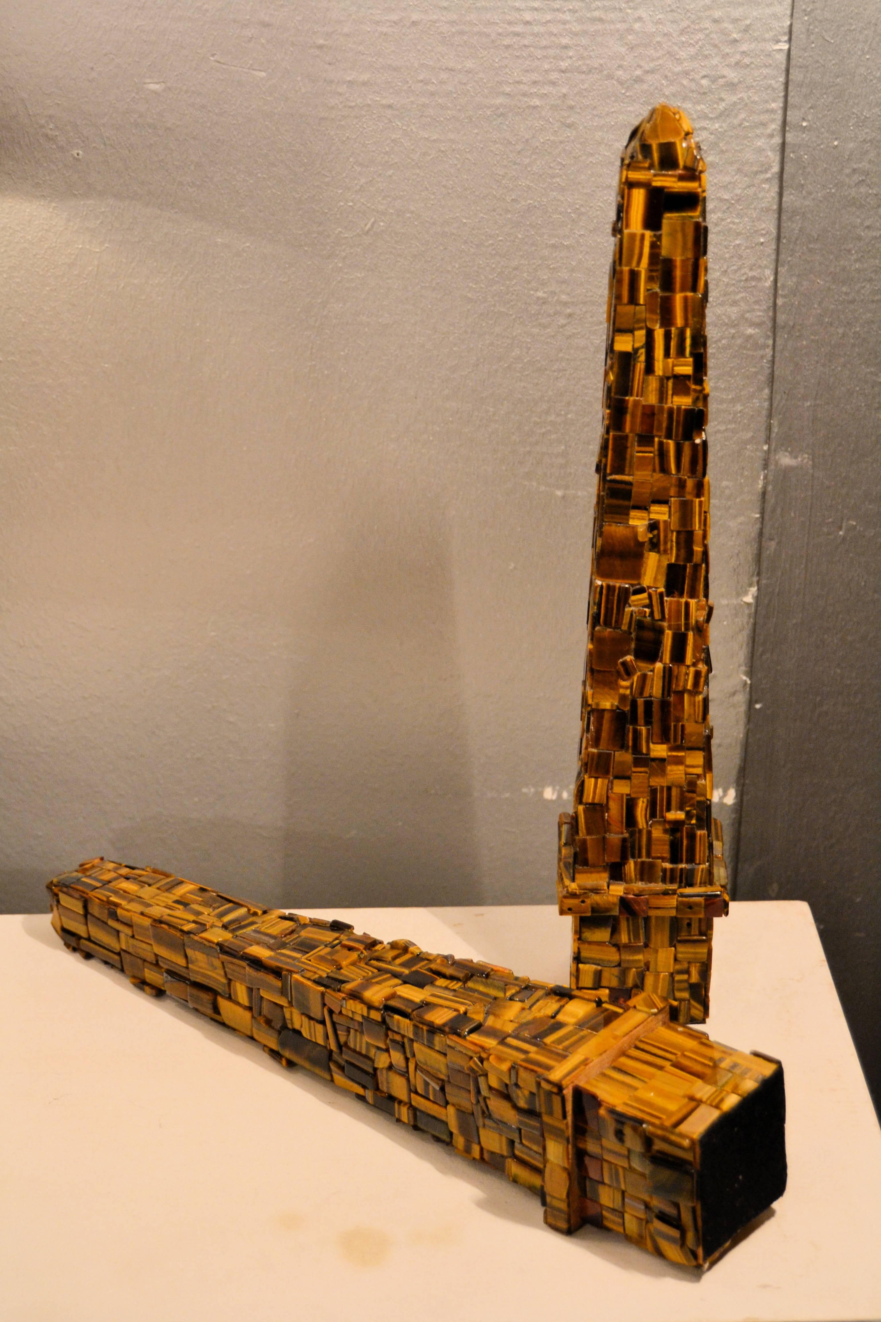 Jade Pair of Tigers Eye Obelisks by Ado Chale