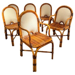Ensemble de 6 pièces Chaises en rotin par Gabriella Crespi