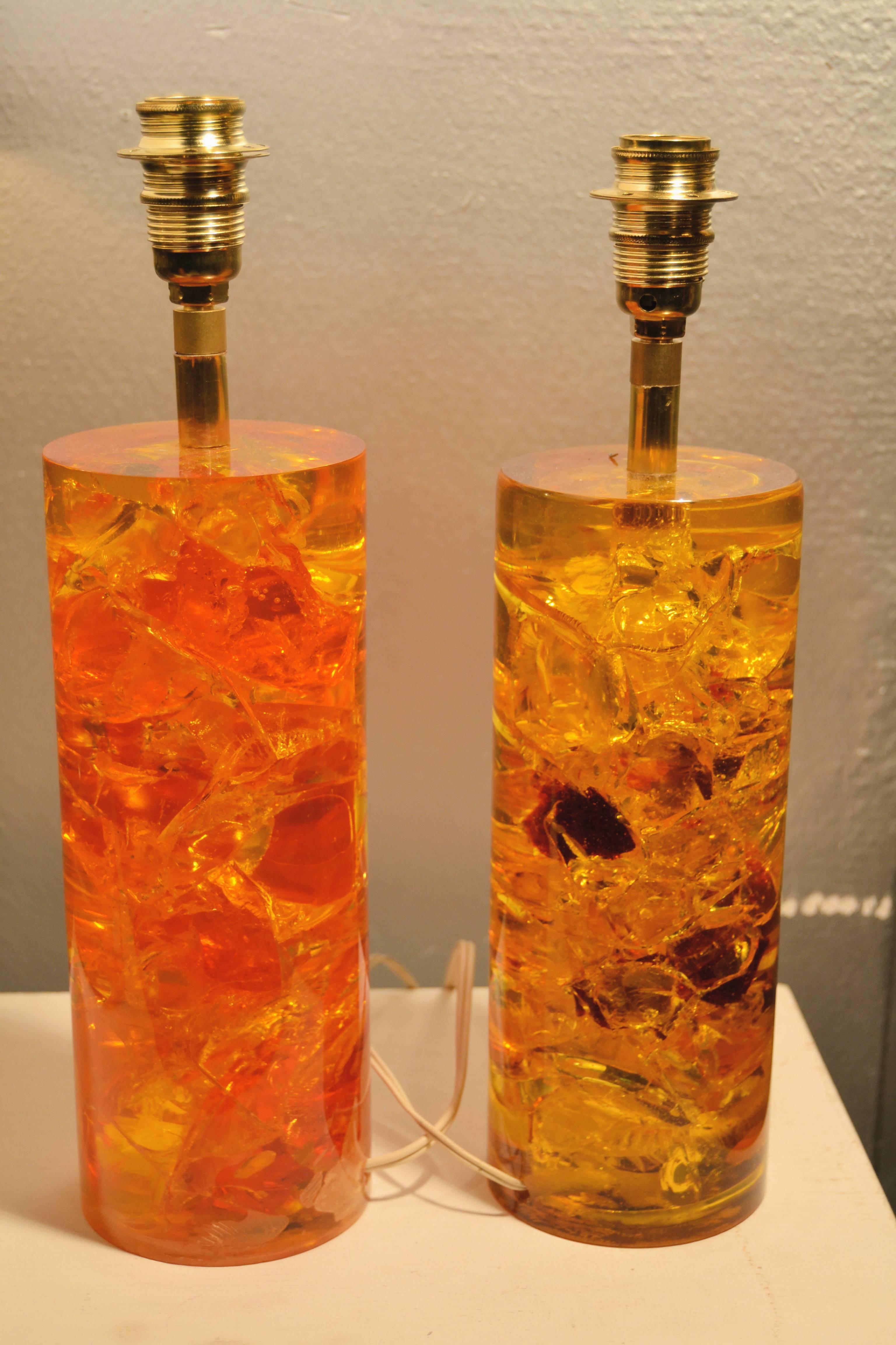 Two 1970s Fractal Resin Lamps In Good Condition In Saint-Ouen, FR