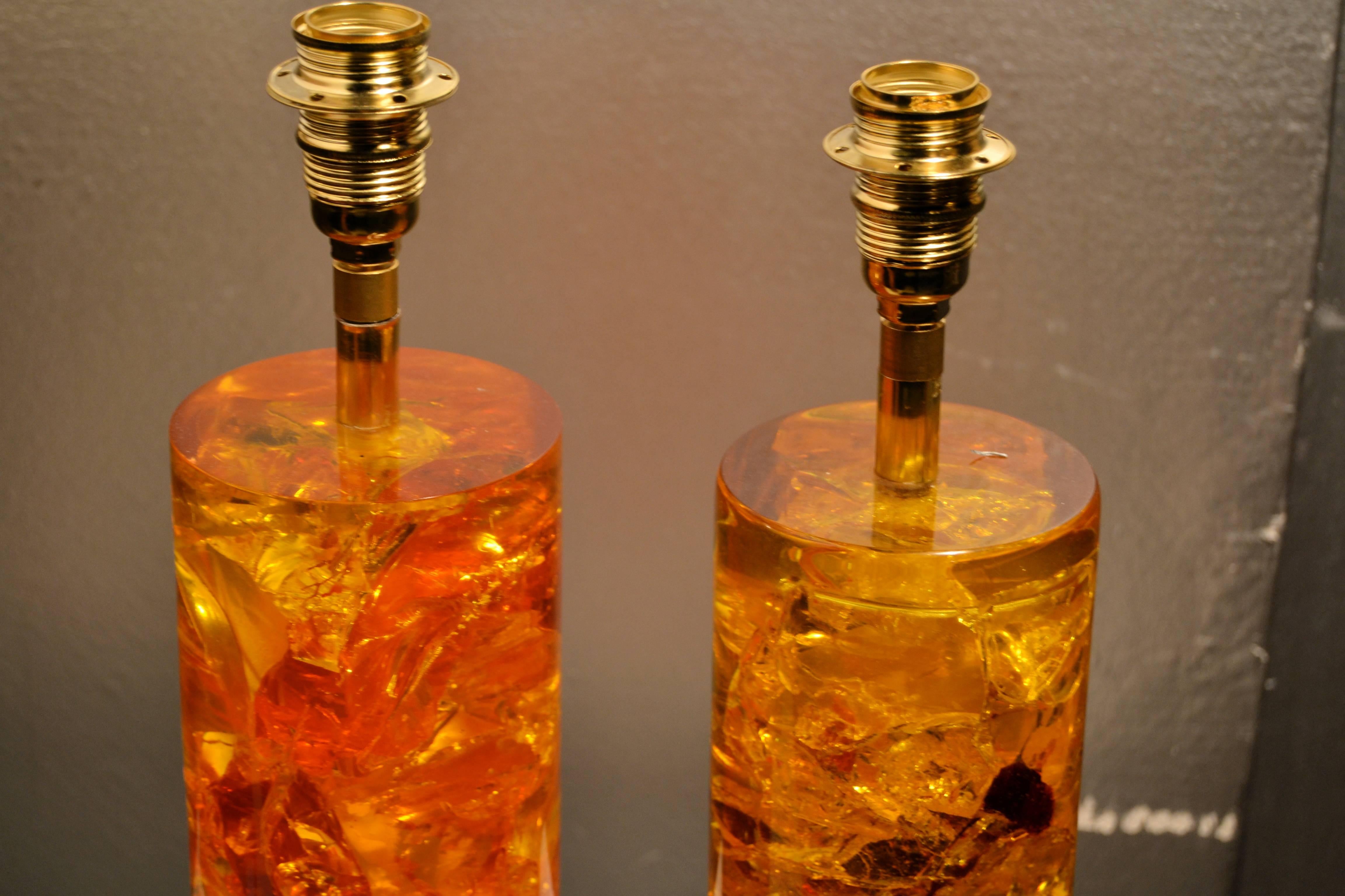 Two 1970s Fractal Resin Lamps 1