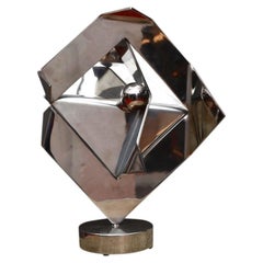SculptureRosette Bir - Large Polished Stainless Steel Kinetic Sculpture, France