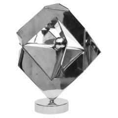 SculptureRosette Bir - Large Polished Stainless Steel Kinetic Sculpture, France