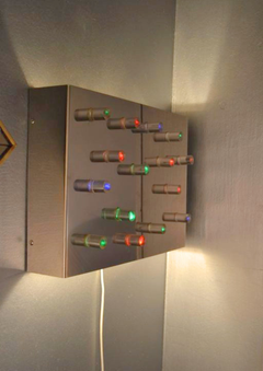 Pair of Mid-Century Modern Chromed Steel and Colored Lucite Wall Lights, 1970s