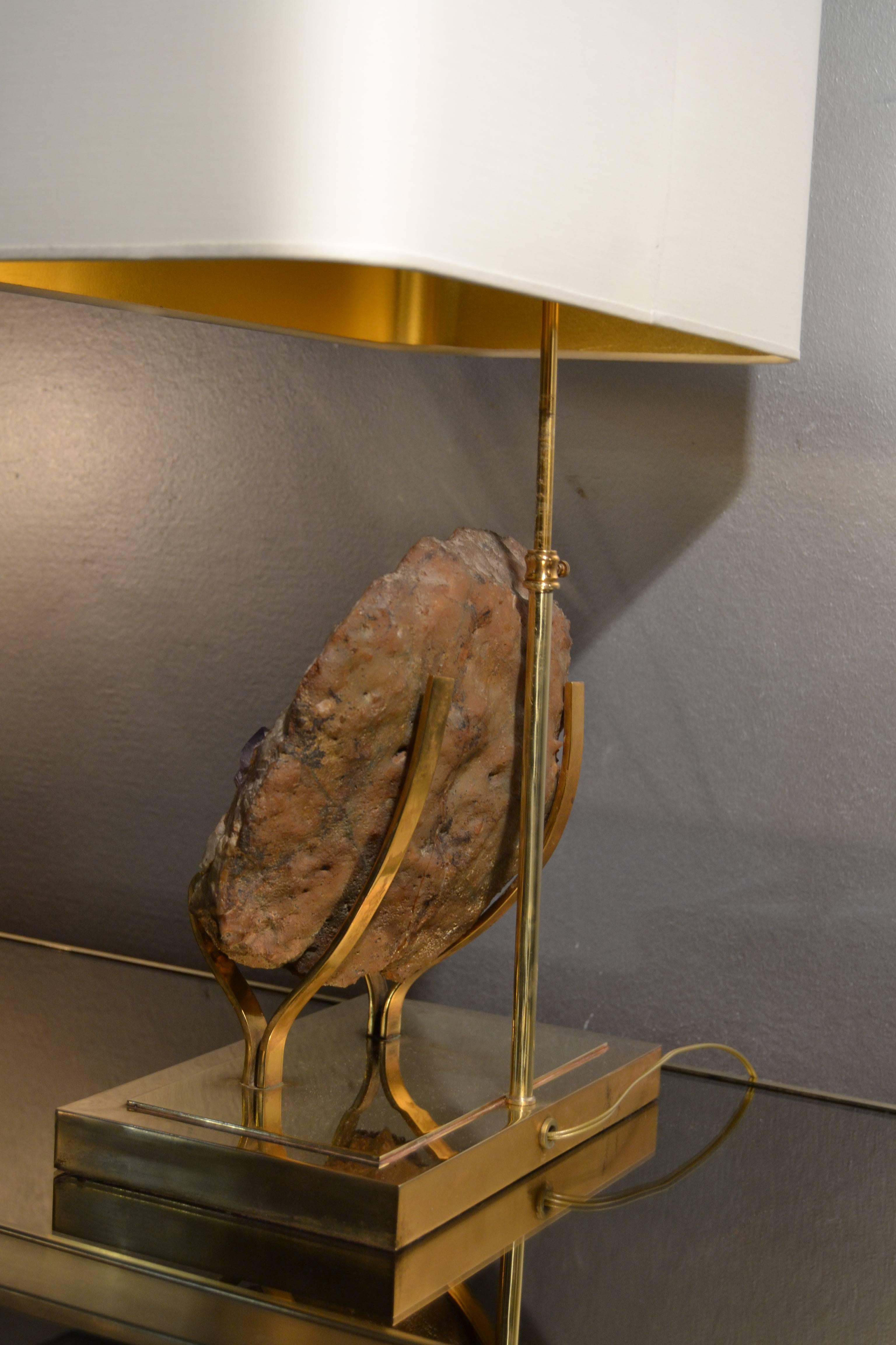 1970s Amethyst and Brass Lamp 2